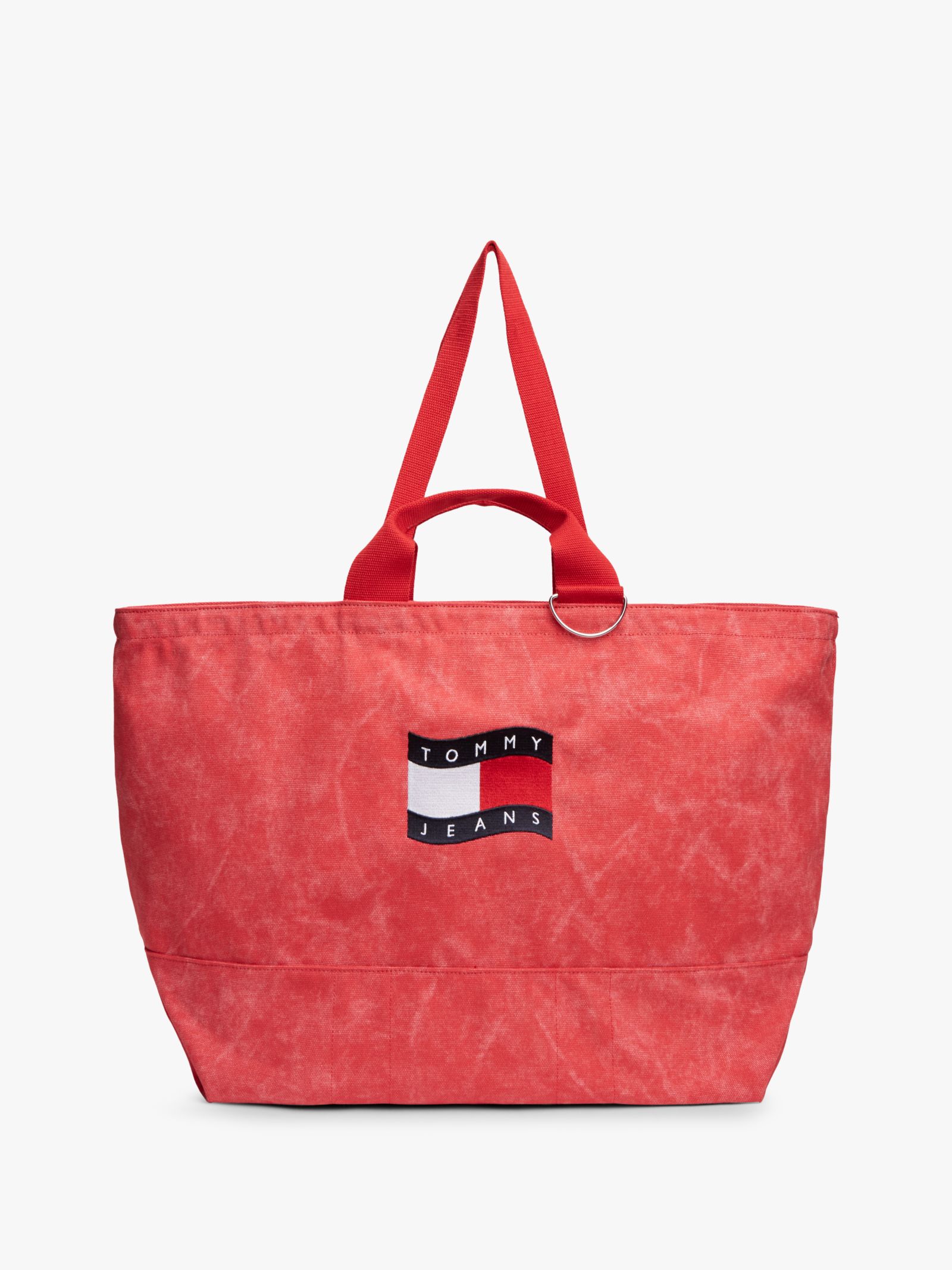 Tommy Jeans canvas shopper met golvende vlag in rood