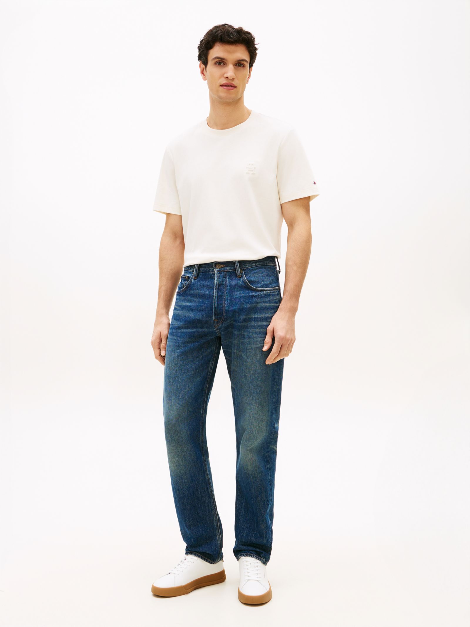 Tommy Hilfiger Dover regular straight leg jeans met whiskers
