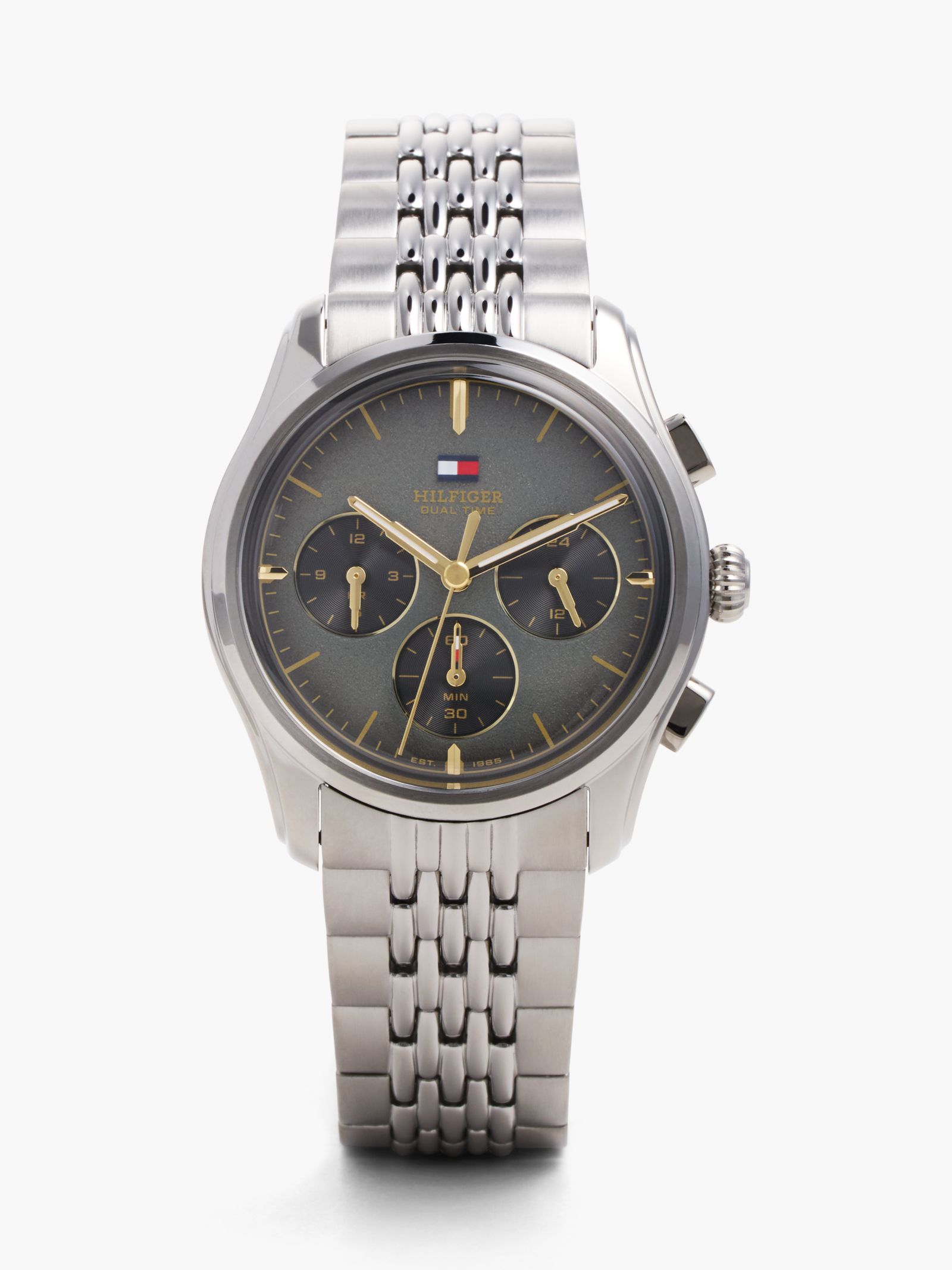 Tommy Hilfiger Chronograafhorloge met zwarte wijzerplaat en vergulde band