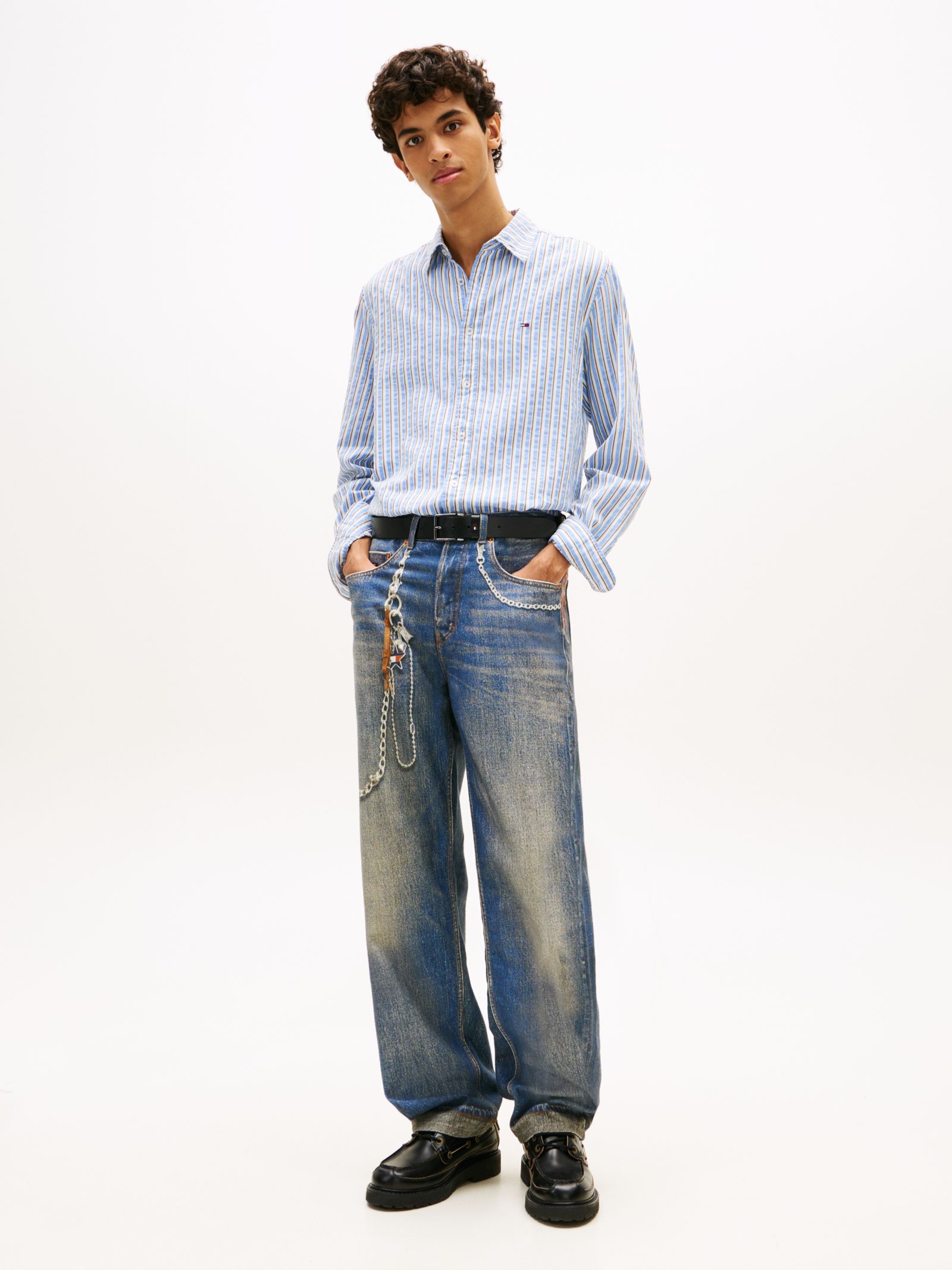 Tommy Jeans Jaimie loose straight selvedge jeans met print