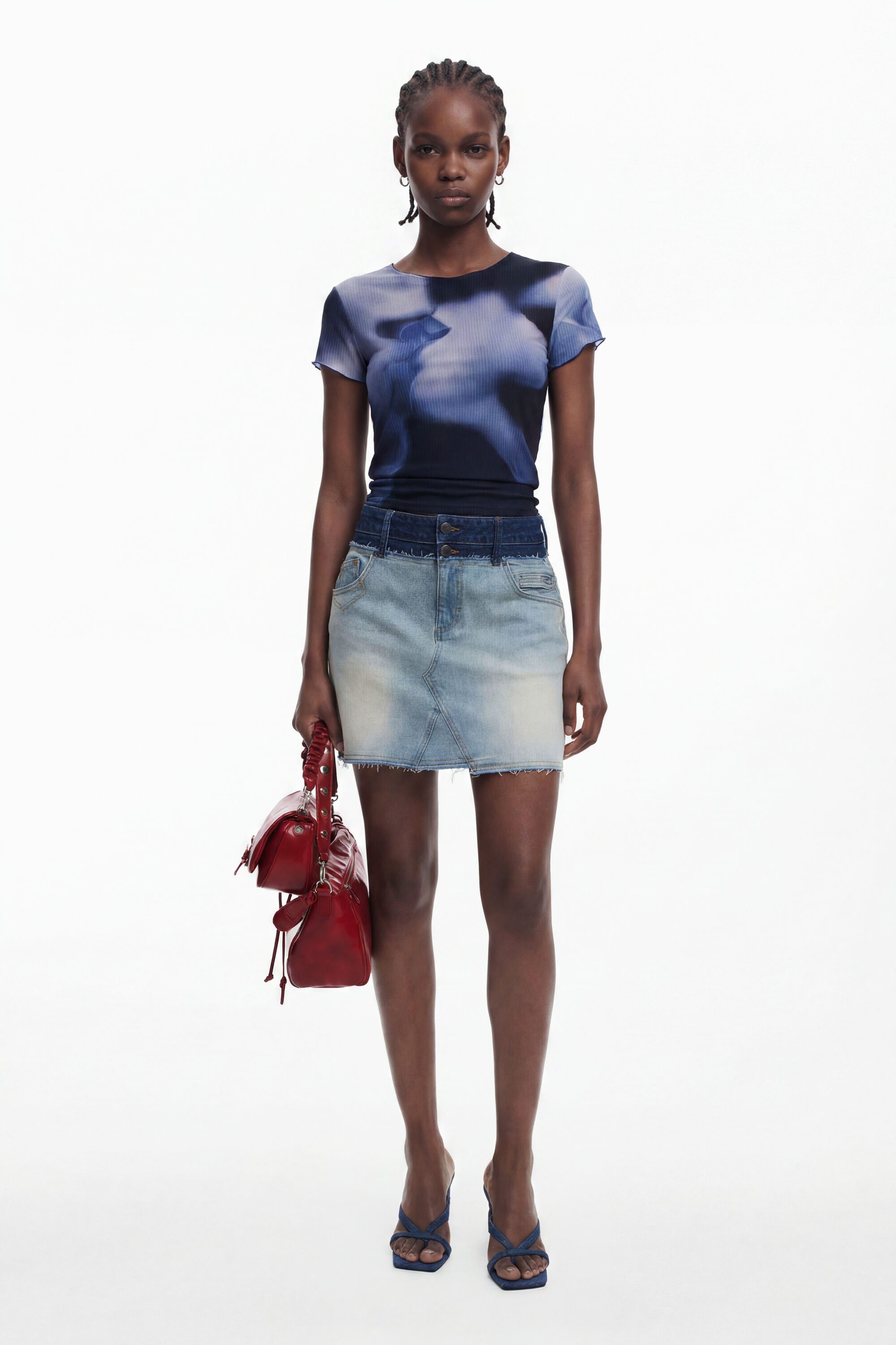 Desigual Dubbele taille spijkerrok
