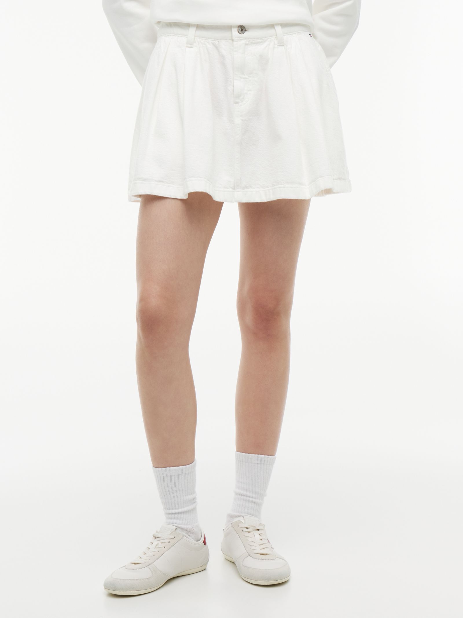 Tommy Jeans getextureerde flared minirok met plooien