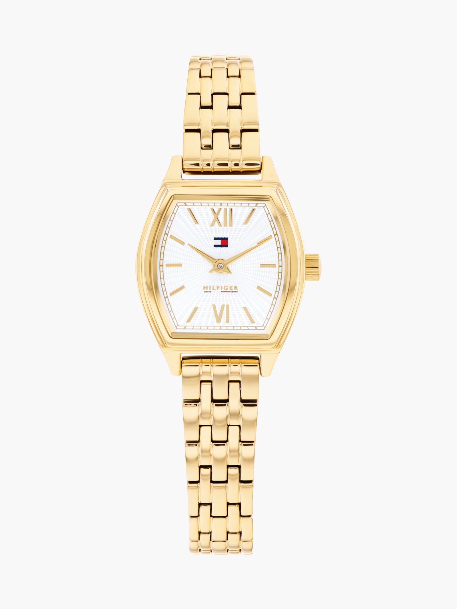 Tommy Hilfiger Verguld horloge met vierkante witte wijzerplaat