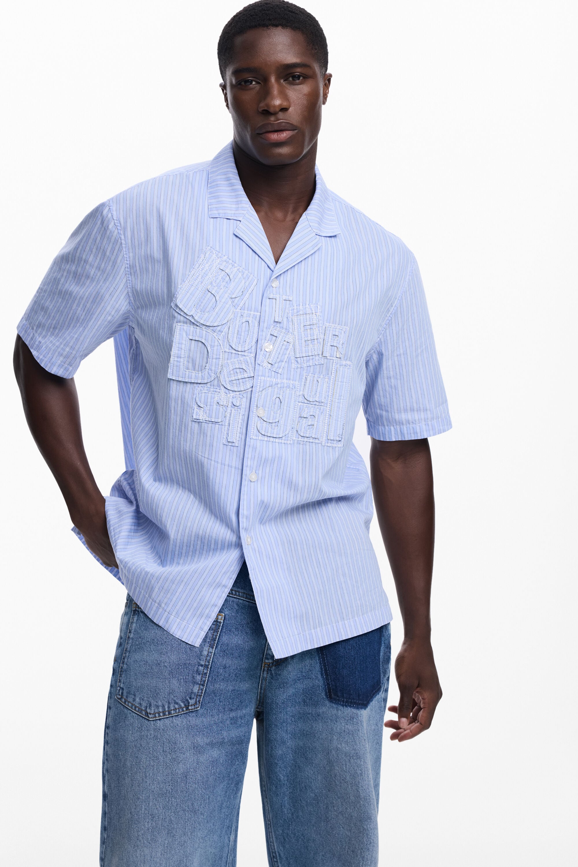 Desigual Korte mouwen overhemd met Botter-lettering