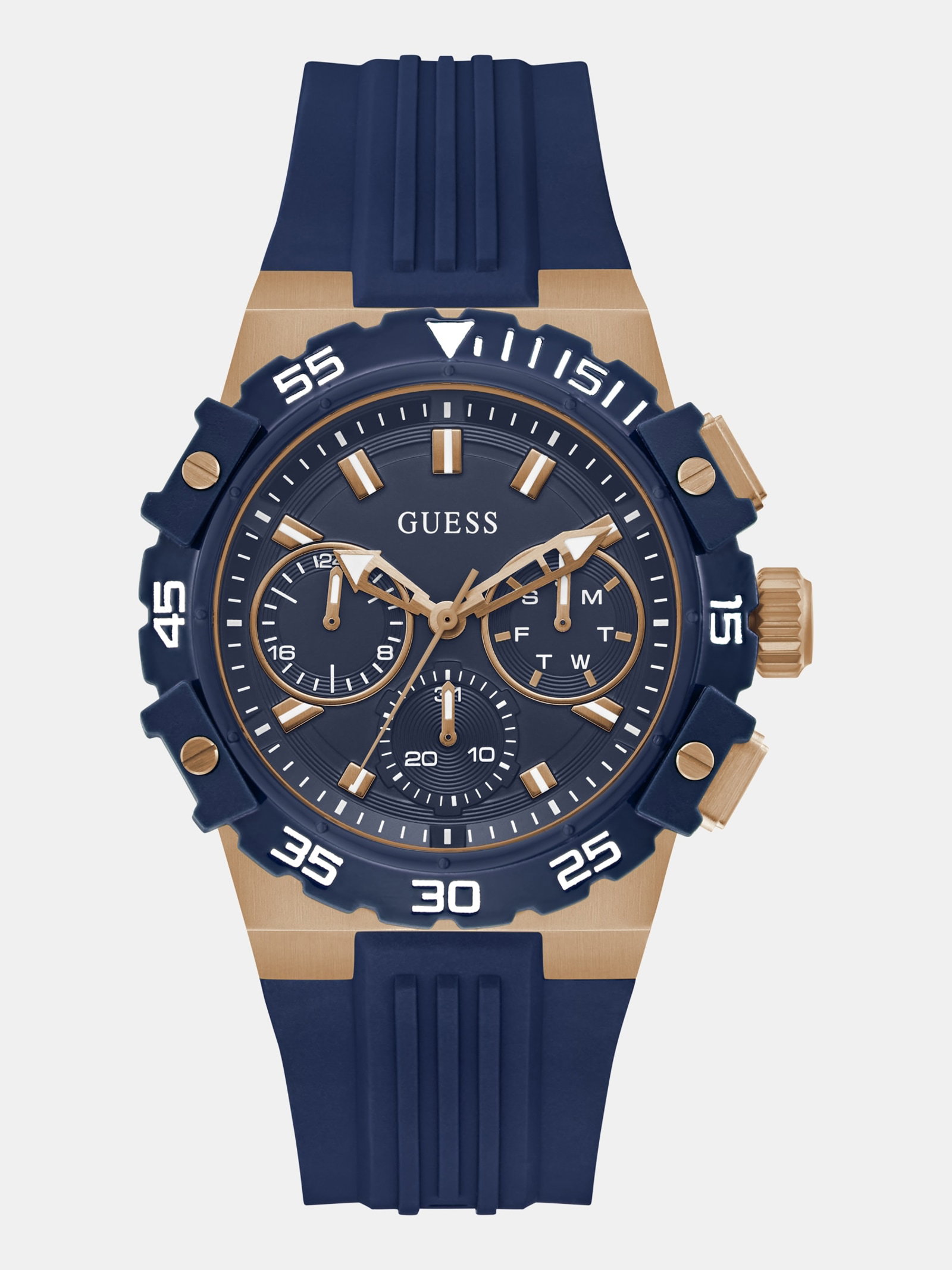 Guess Siliconen Multifunctioneel Horloge 42,5 Mm in blauw