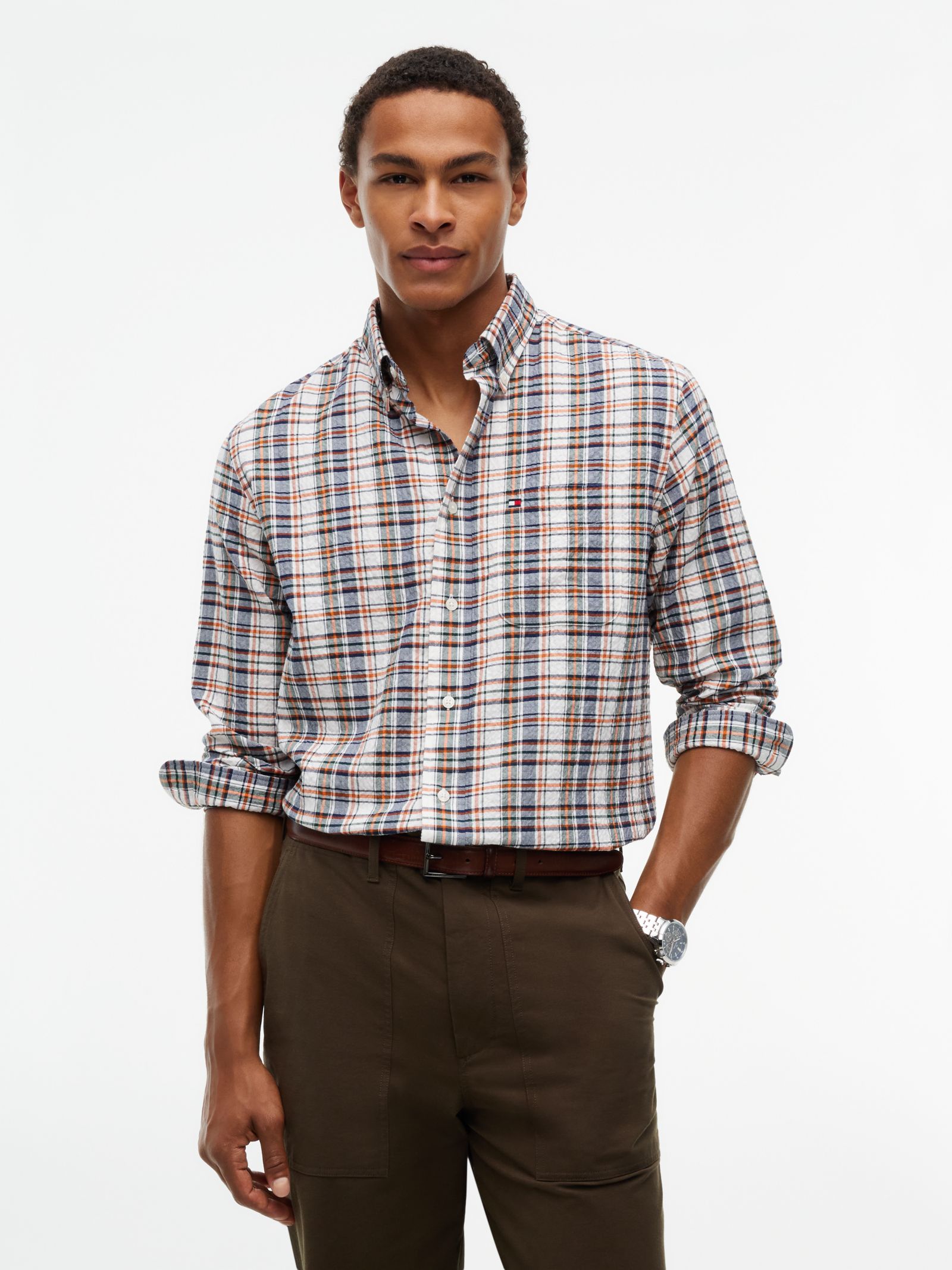 Tommy Hilfiger Relaxed fit geruit overhemd met zachte textuur in multicolor