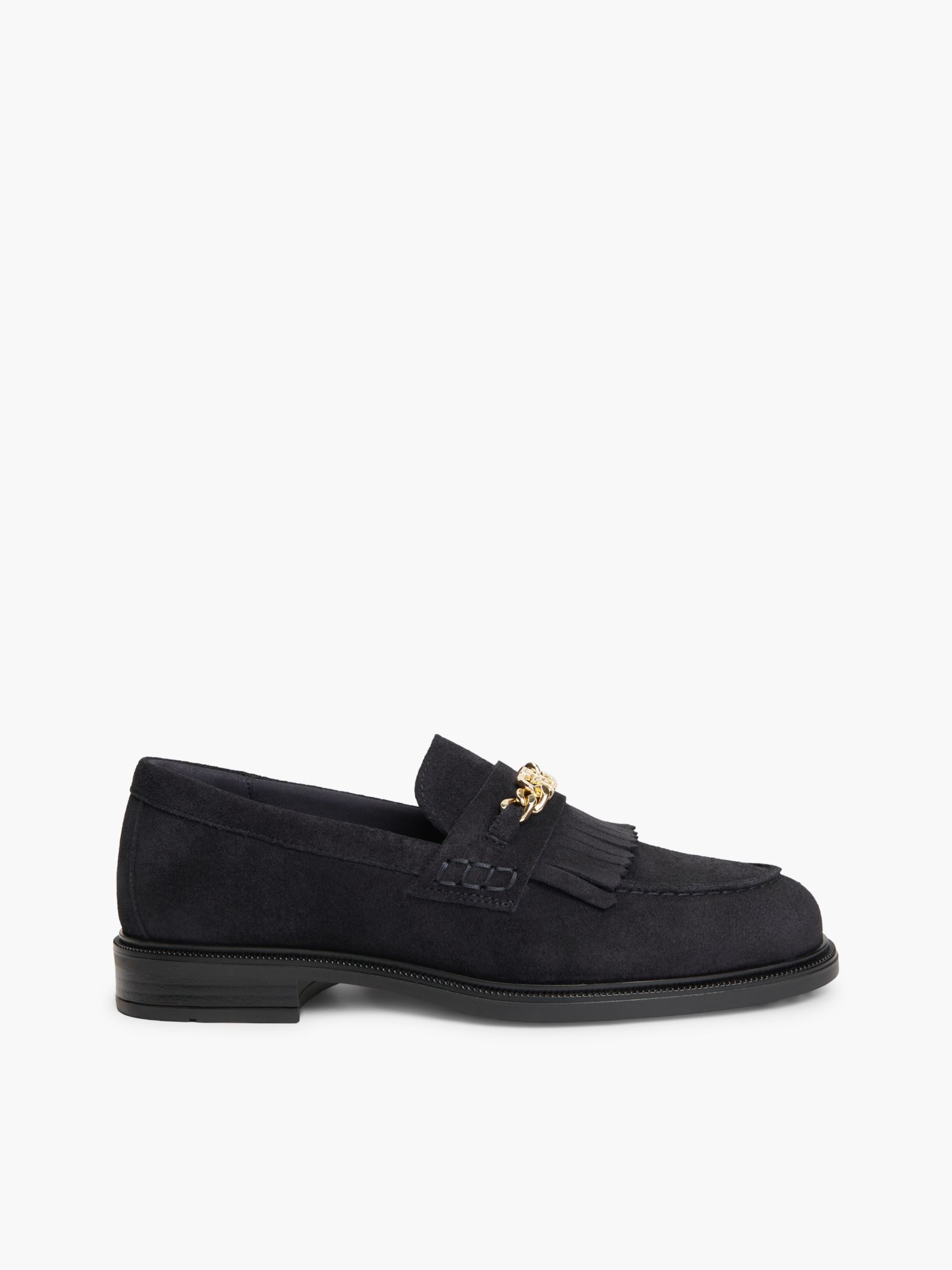 Tommy Hilfiger suède horsebit loafer met franje in marine