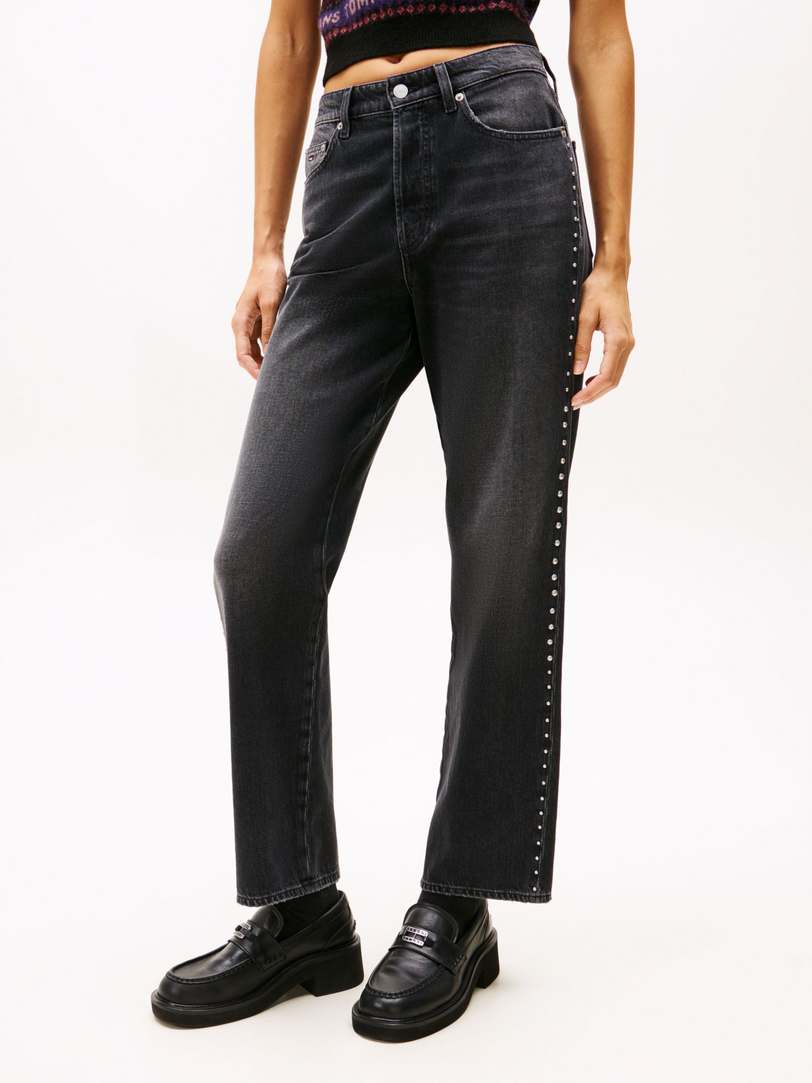 Tommy Jeans Zwarte high rise jeans met studs