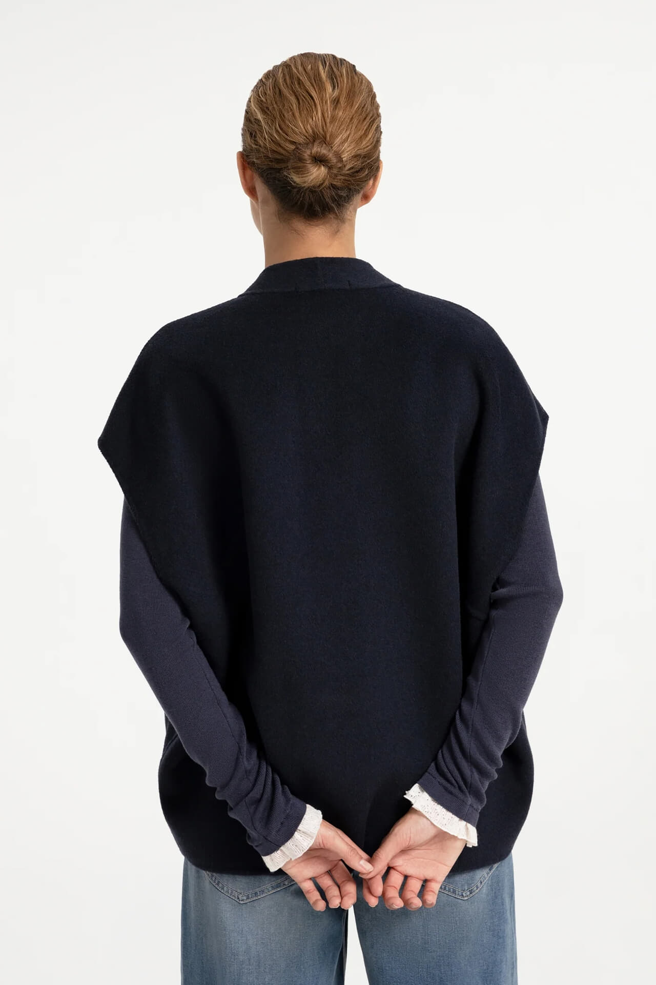Yaya Oversized bodywarmer van wolmix Navy dames