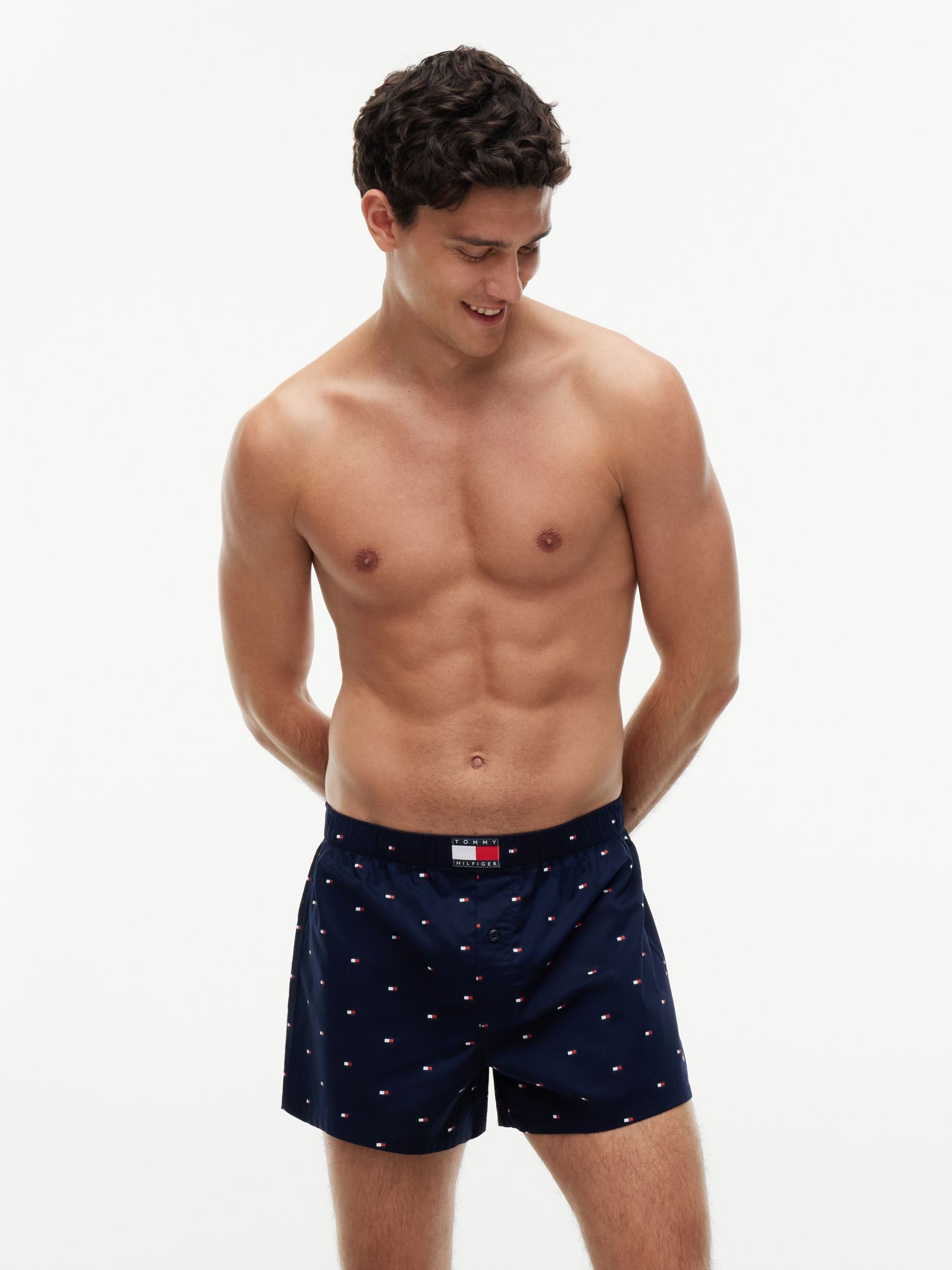 Tommy Hilfiger Set van 3 geweven boxershorts met Heritage Print in marine