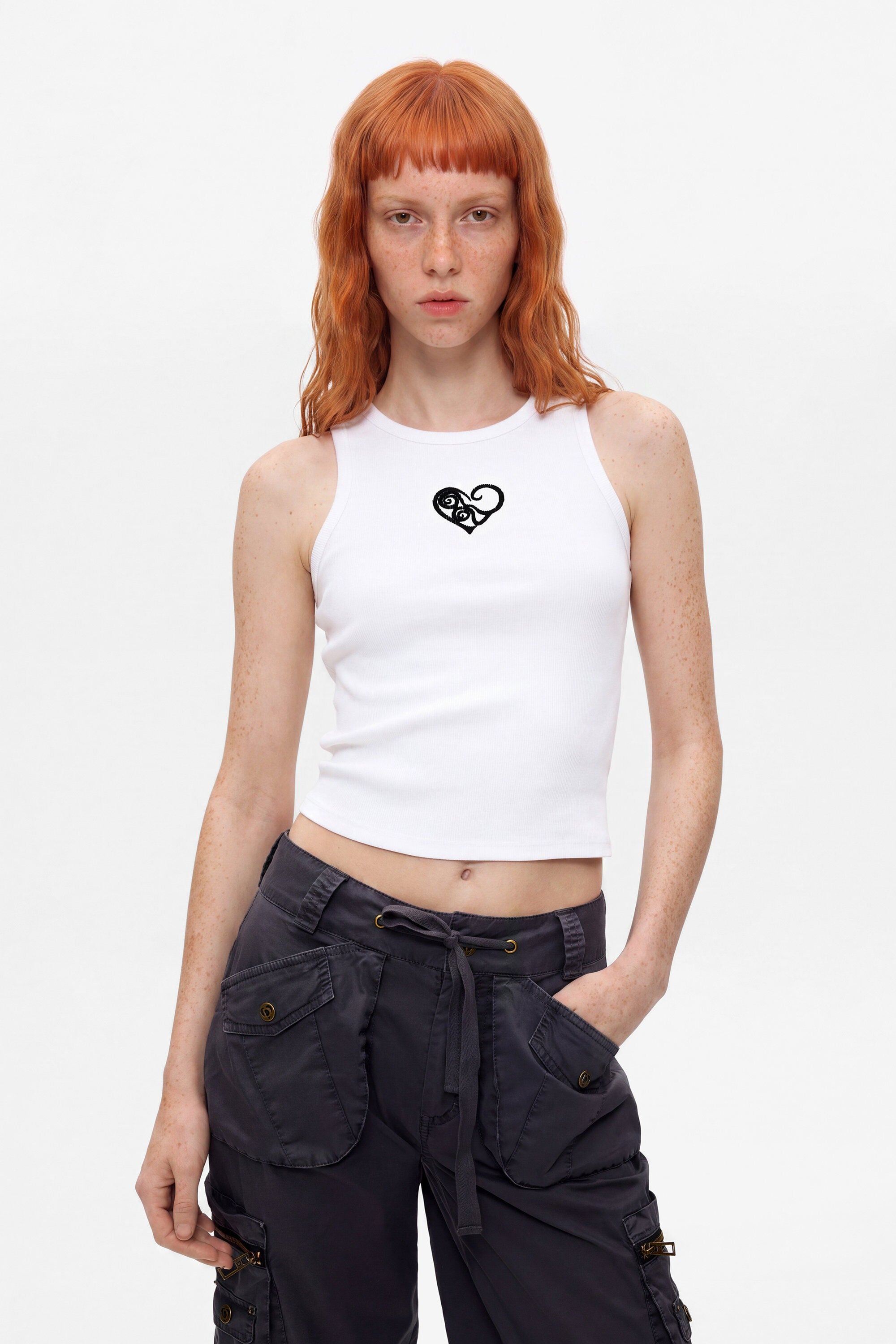 Desigual Mouwloos T-shirt 100% katoen in wit