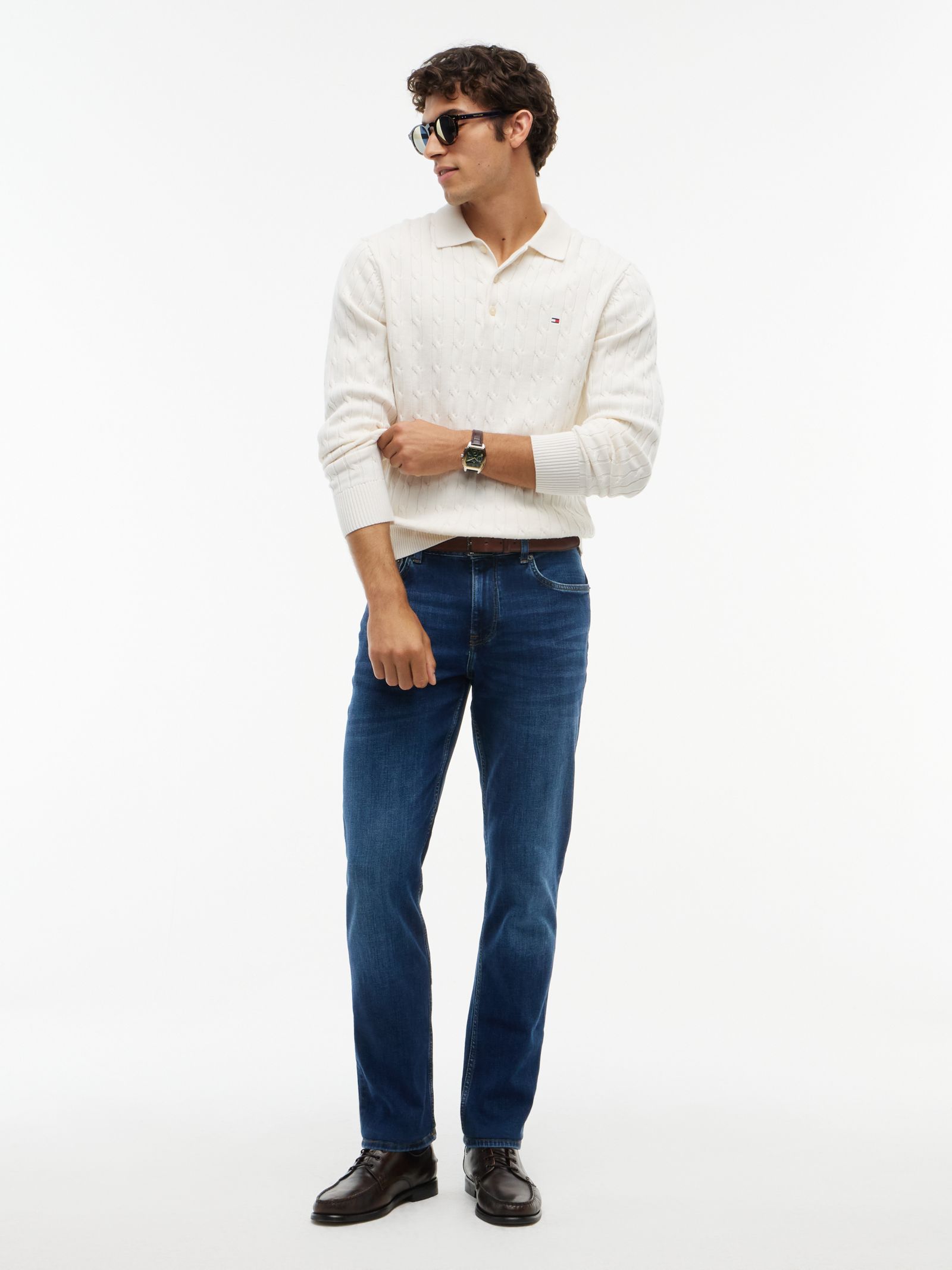 Tommy Hilfiger Denton Slim straight jeans met whiskers in blauw