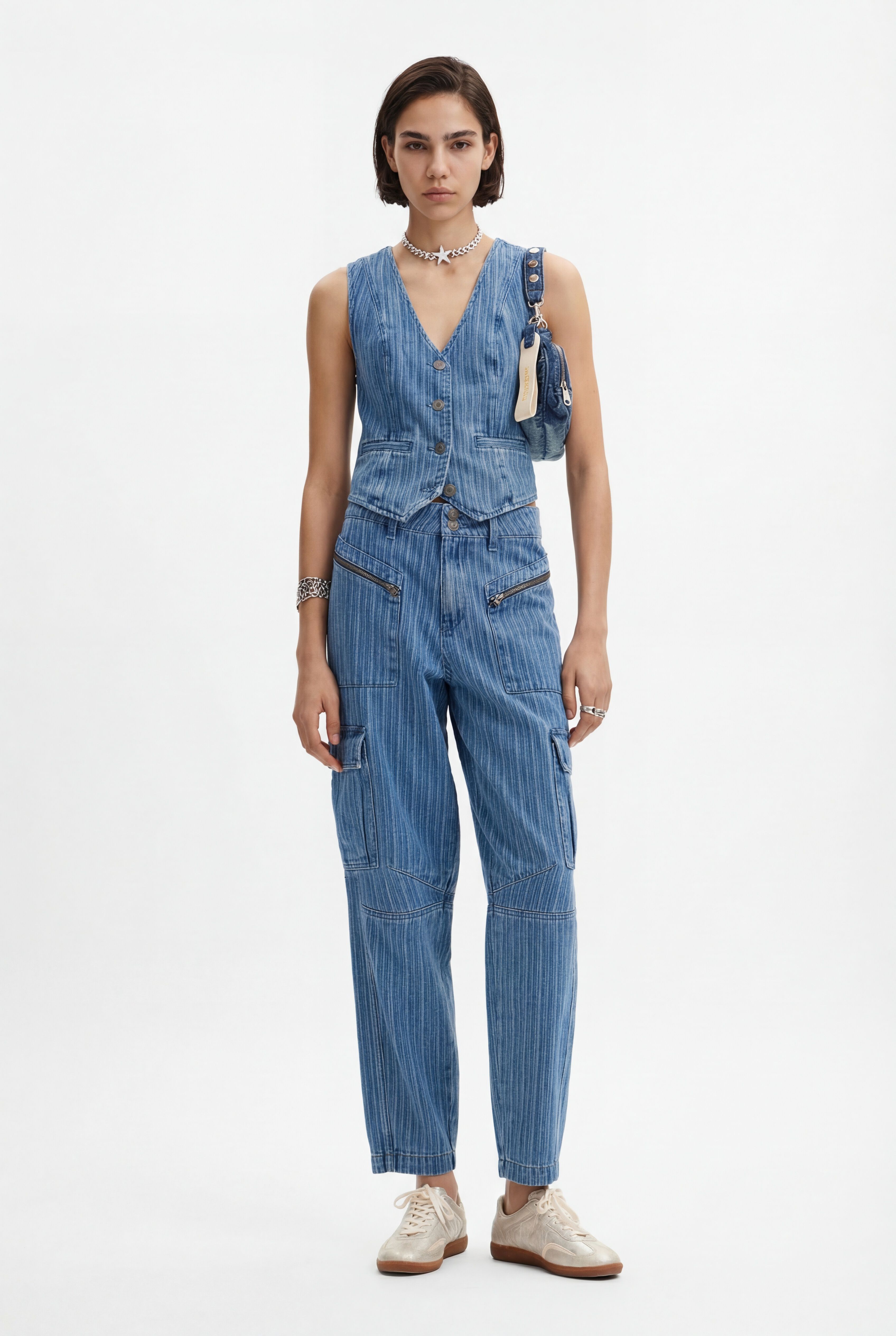 Desigual Gestreepte denim cargobroek