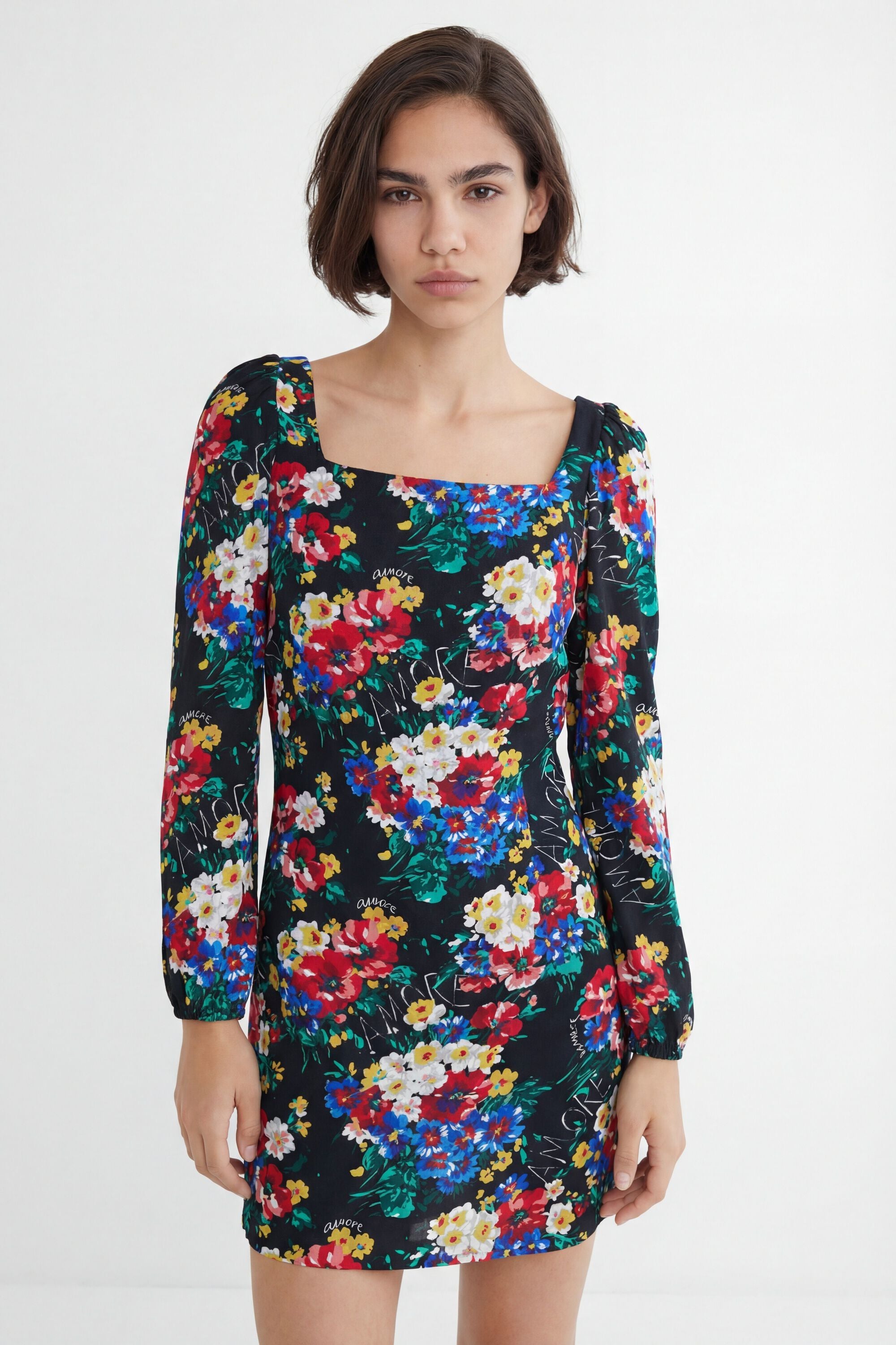Desigual Korte slim fit jurk met vierkante halslijn