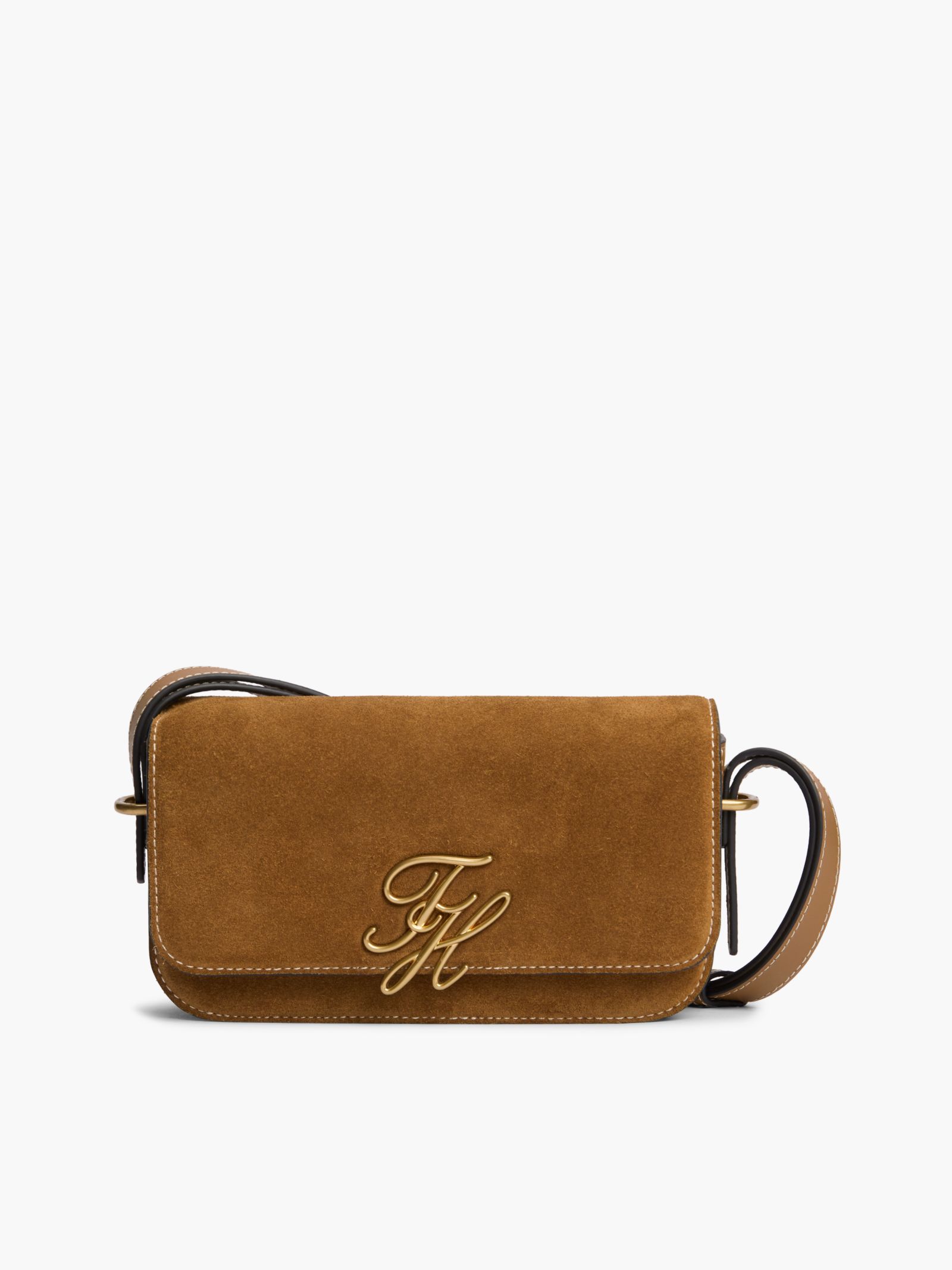 Tommy Hilfiger Suède crossbodytas met logo op de flap