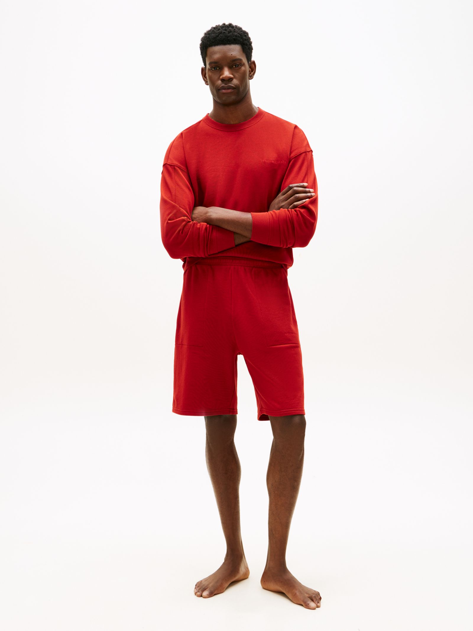 Tommy Hilfiger Essential Terry Lounge Short met logo in rood