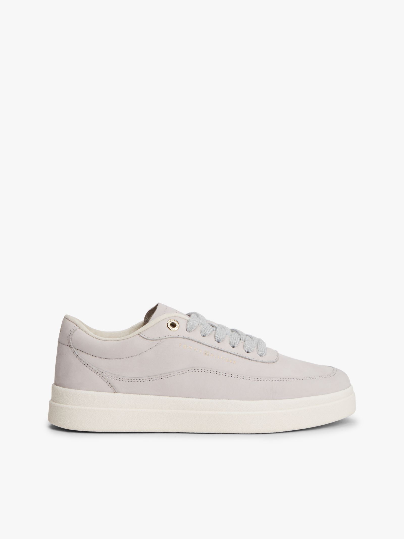 Tommy Hilfiger Leren Court sneaker met warme voering in grijs
