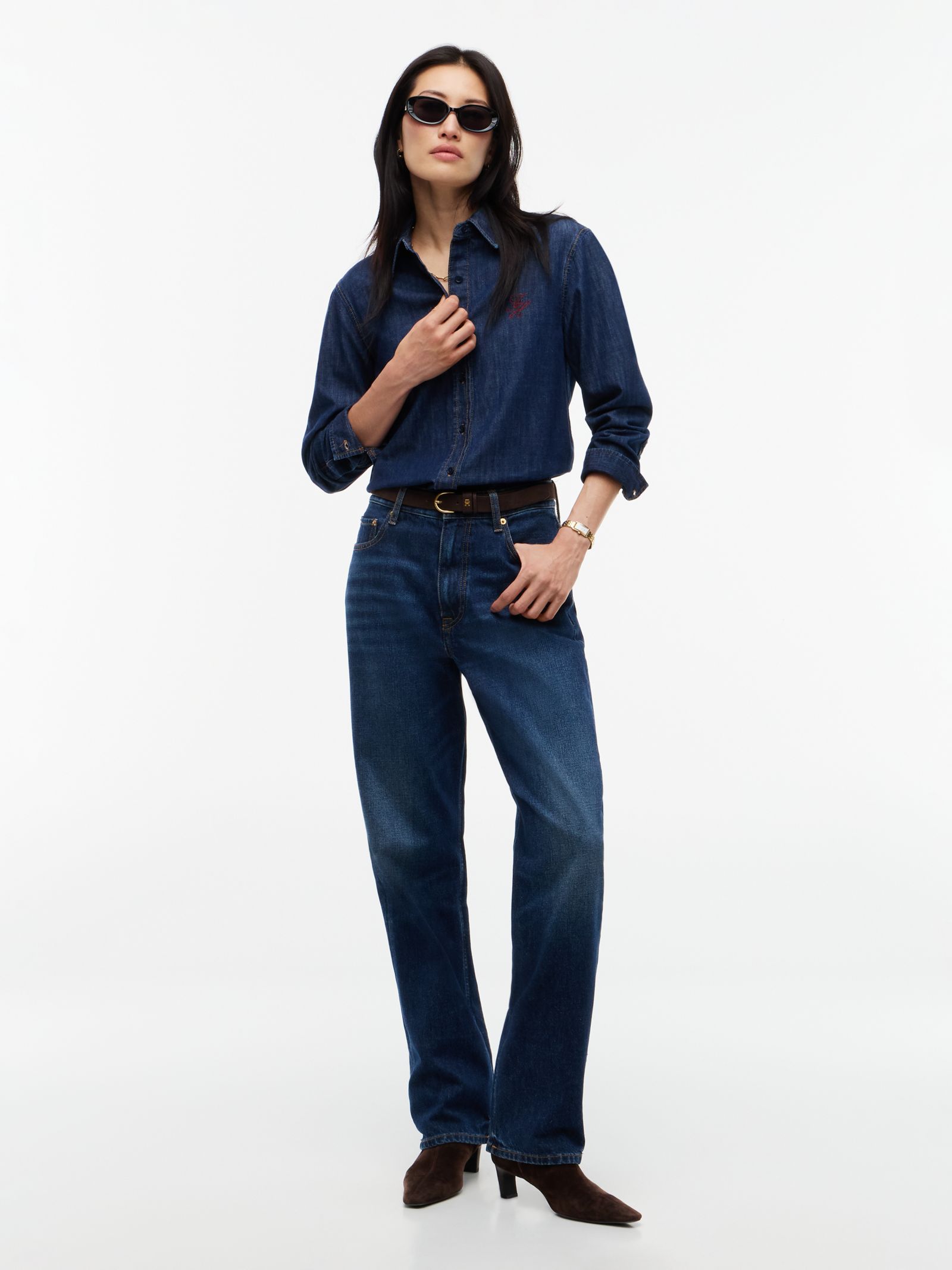 Tommy Hilfiger Sarah high rise straight faded jeans in blauw