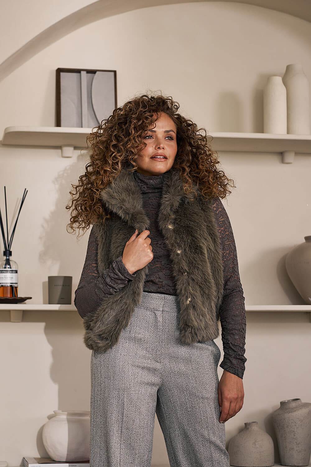 Label Dot Gilet Liane Taupe dames