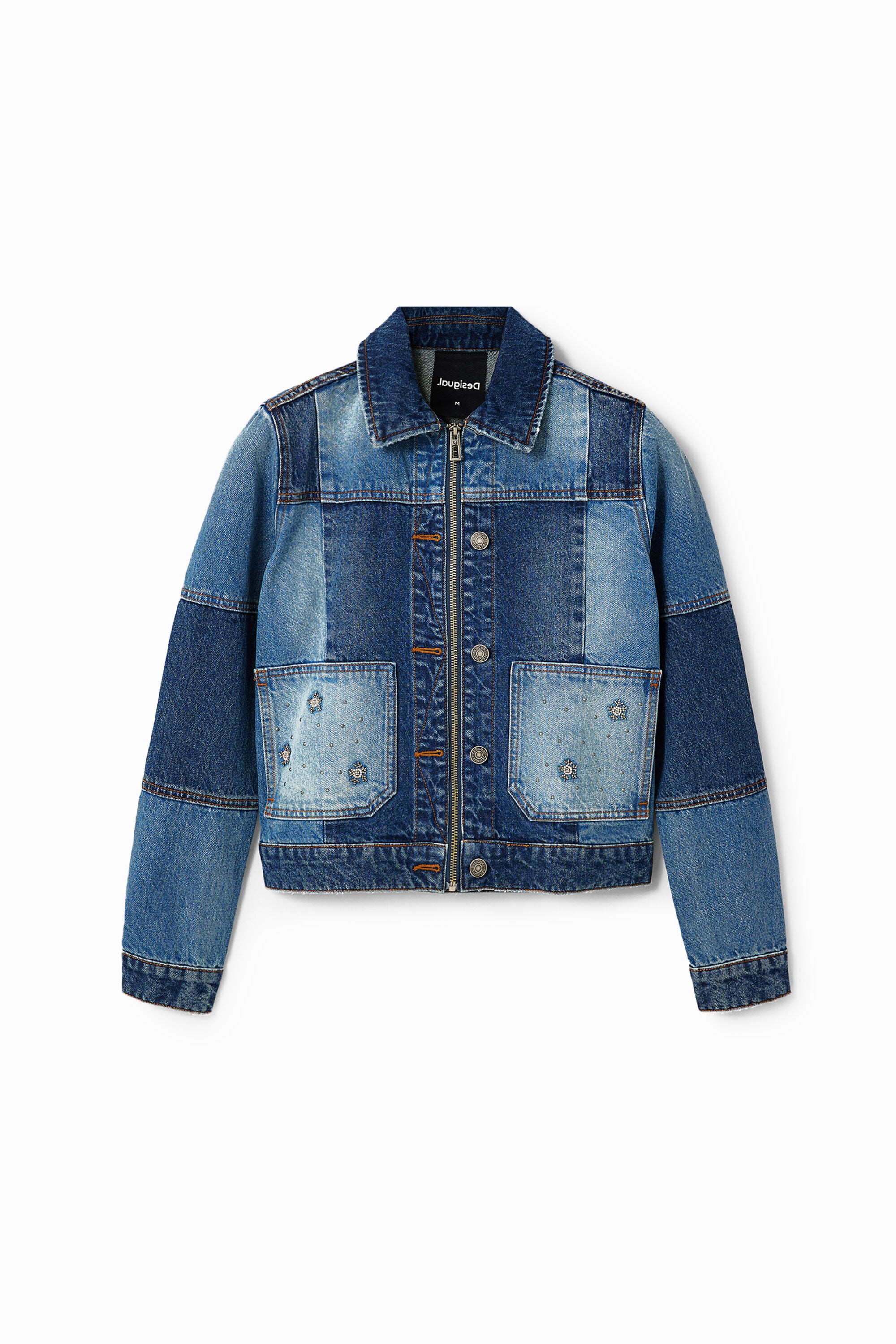 Desigual Denim truckerjack met patch voor dames