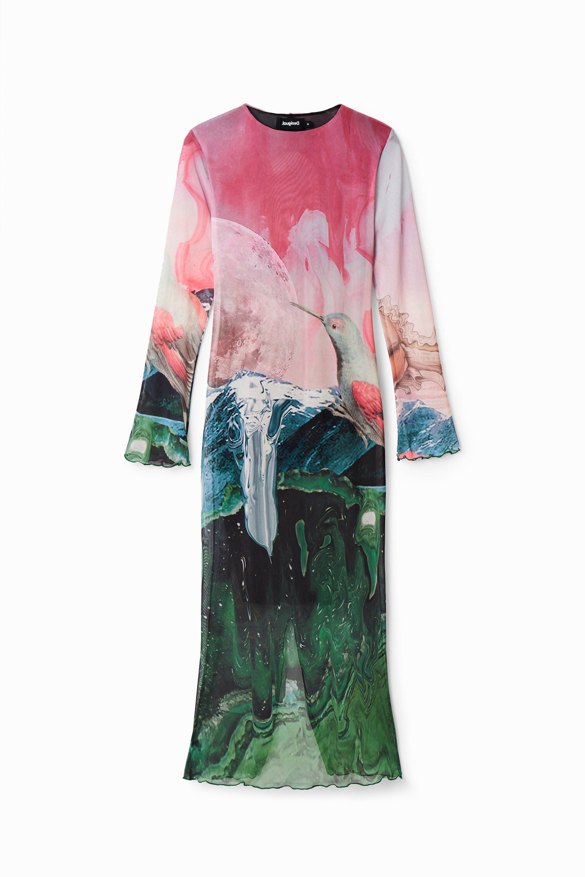 Desigual Slim fit midi-jurk met tule en fantasieprint