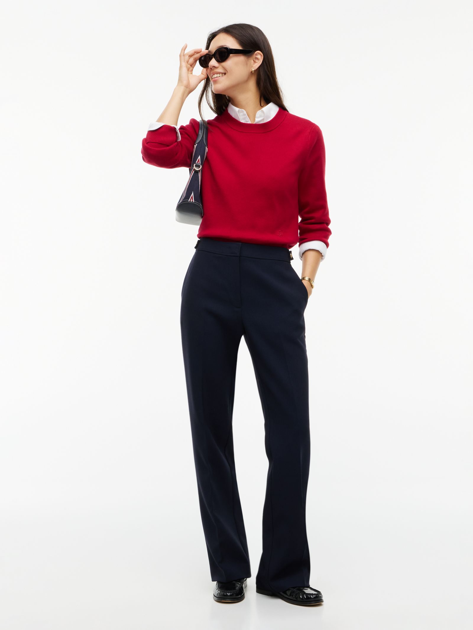Tommy Hilfiger Slim bootcut broek met goudkleurige knopen in marine