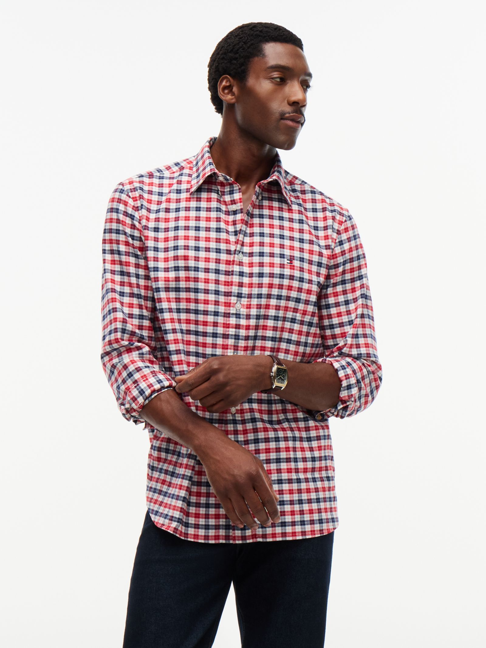 Tommy Hilfiger relaxed fit flanellen overshirt met ruiten in rood