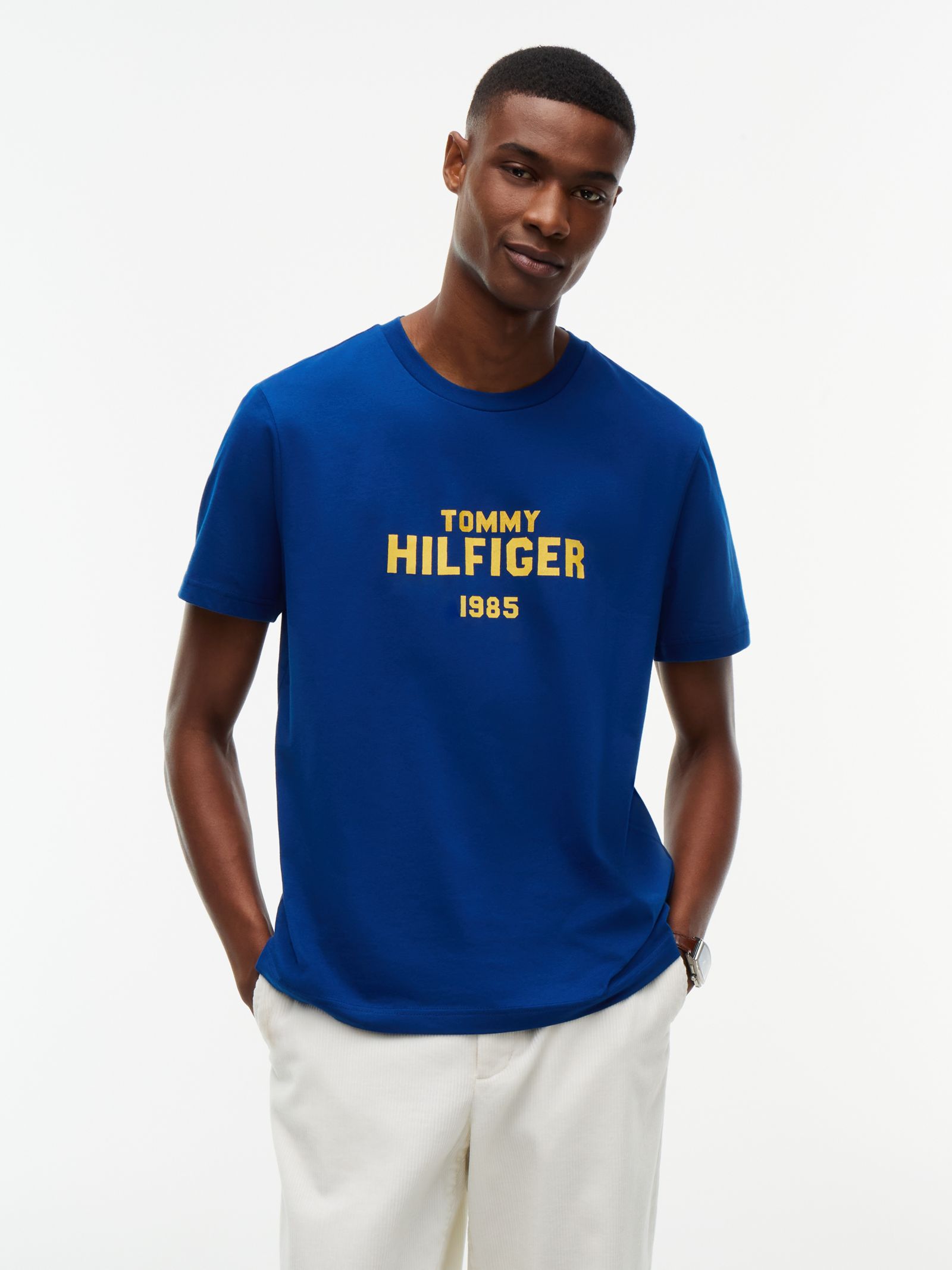 Tommy Hilfiger Jersey T-shirt met ronde hals en contrasterend logo in marine