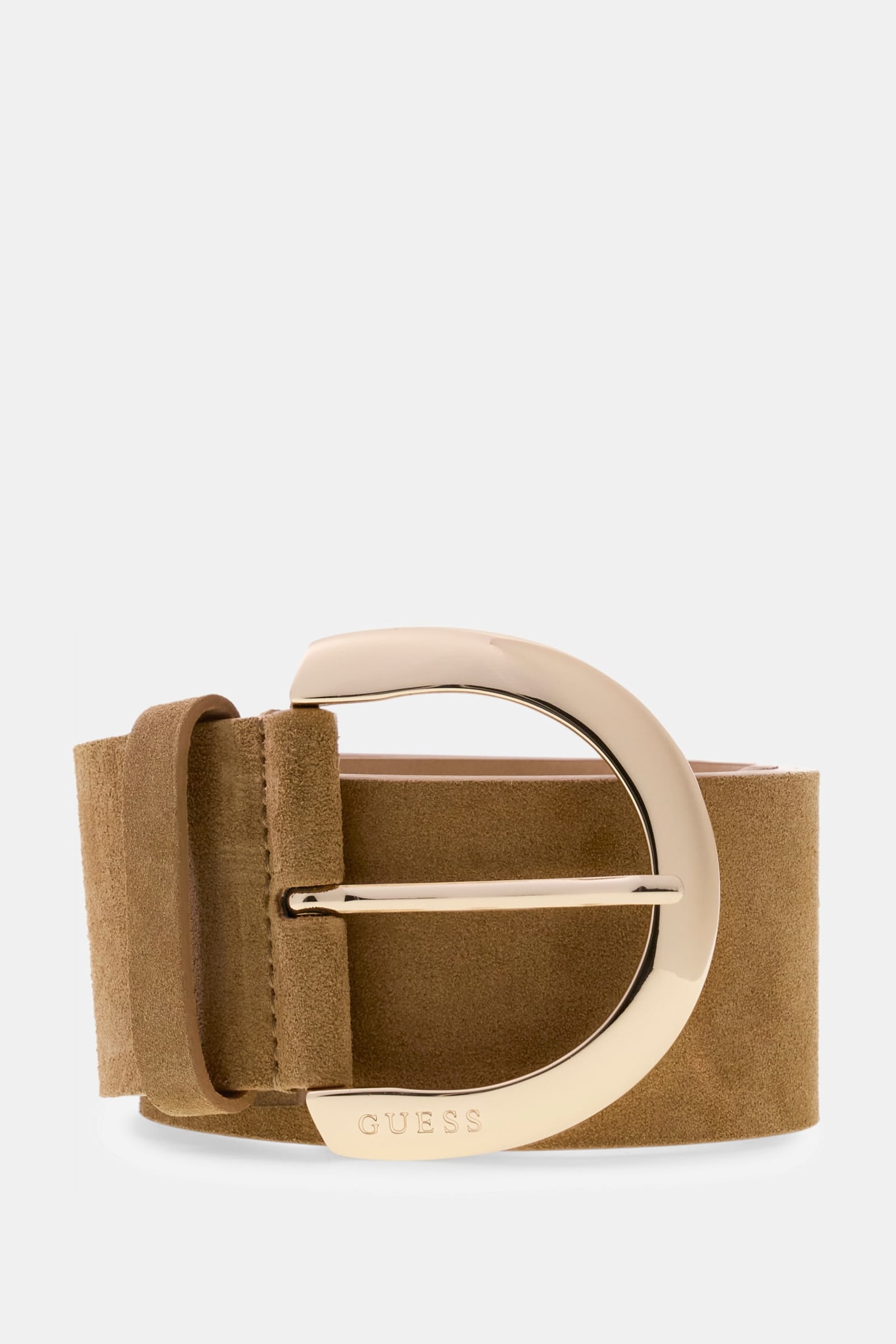 Guess Echtleren Riem in bruin