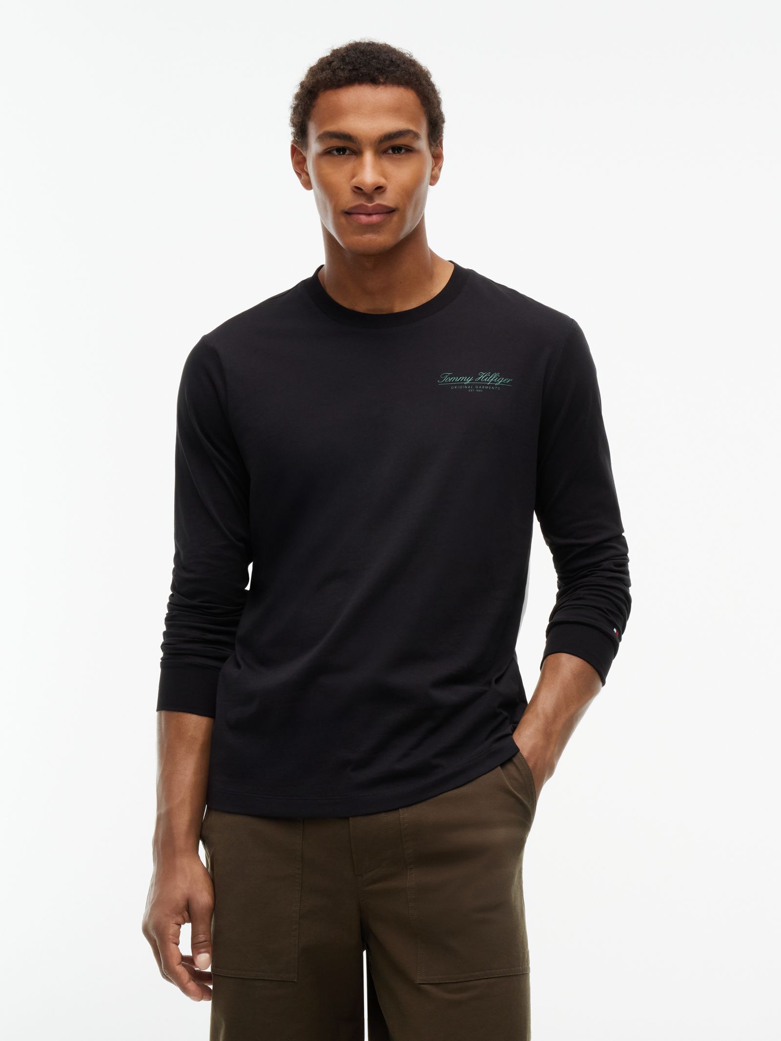 Tommy Hilfiger Jersey longsleeve T-shirt met logo in zwart