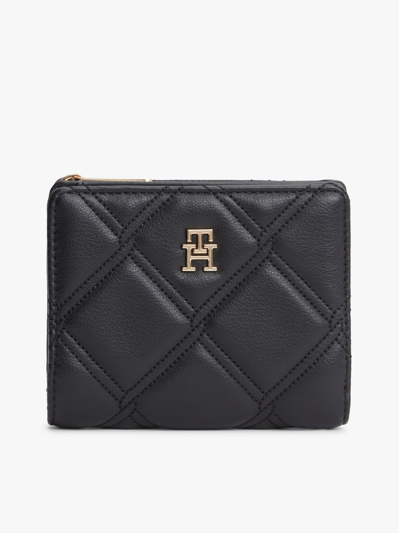 Tommy Hilfiger quilted bifold portemonnee met TH Monogram in zwart