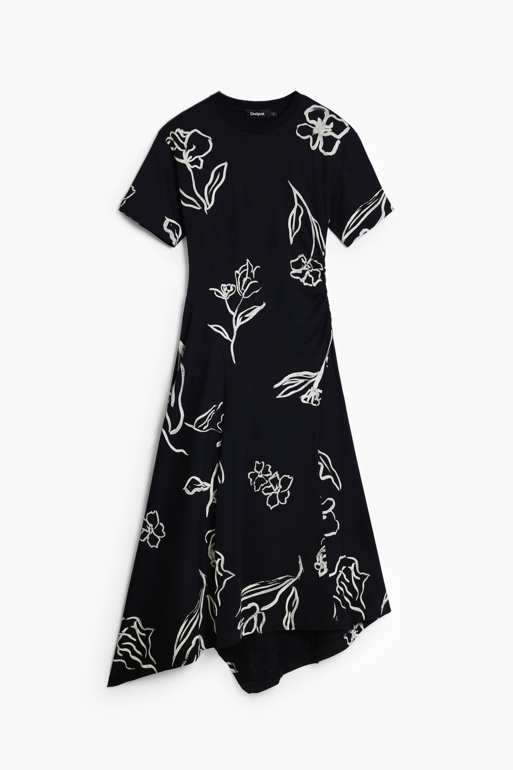 Desigual Asymmetrische jurk met bloemstrepen