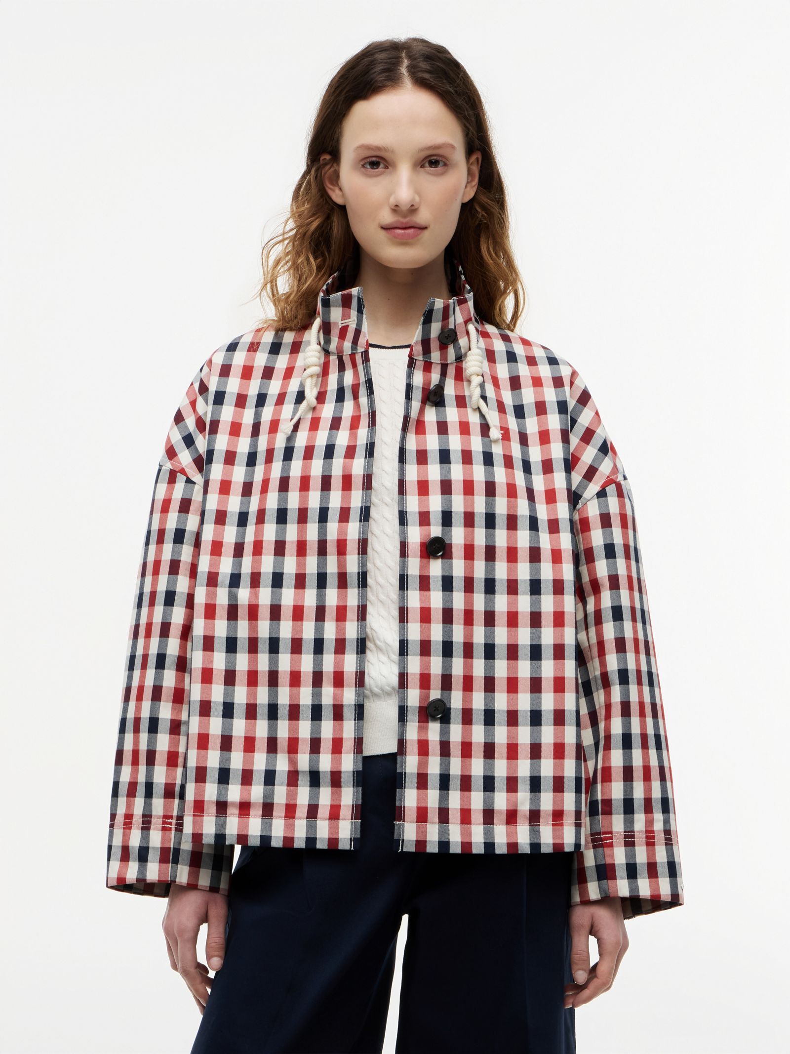 Tommy Hilfiger Relaxed fit korte geruite parka