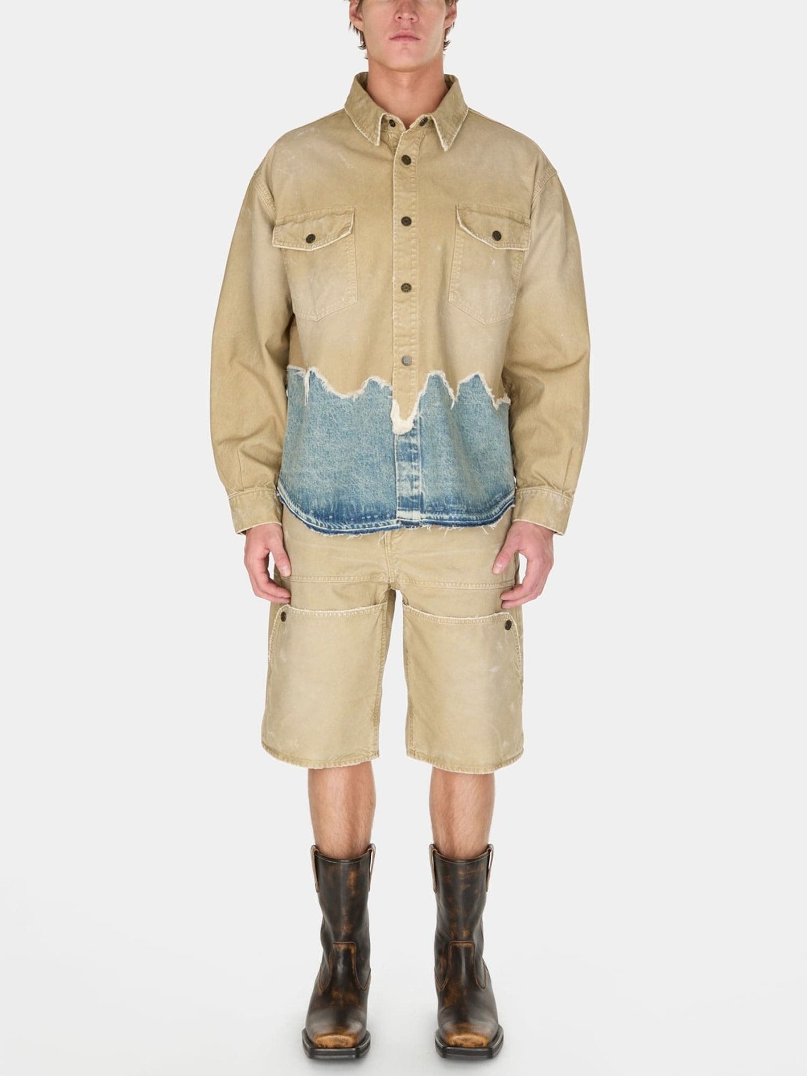 Guess Gelaagd Overhemdjack Met Versleten Effect.