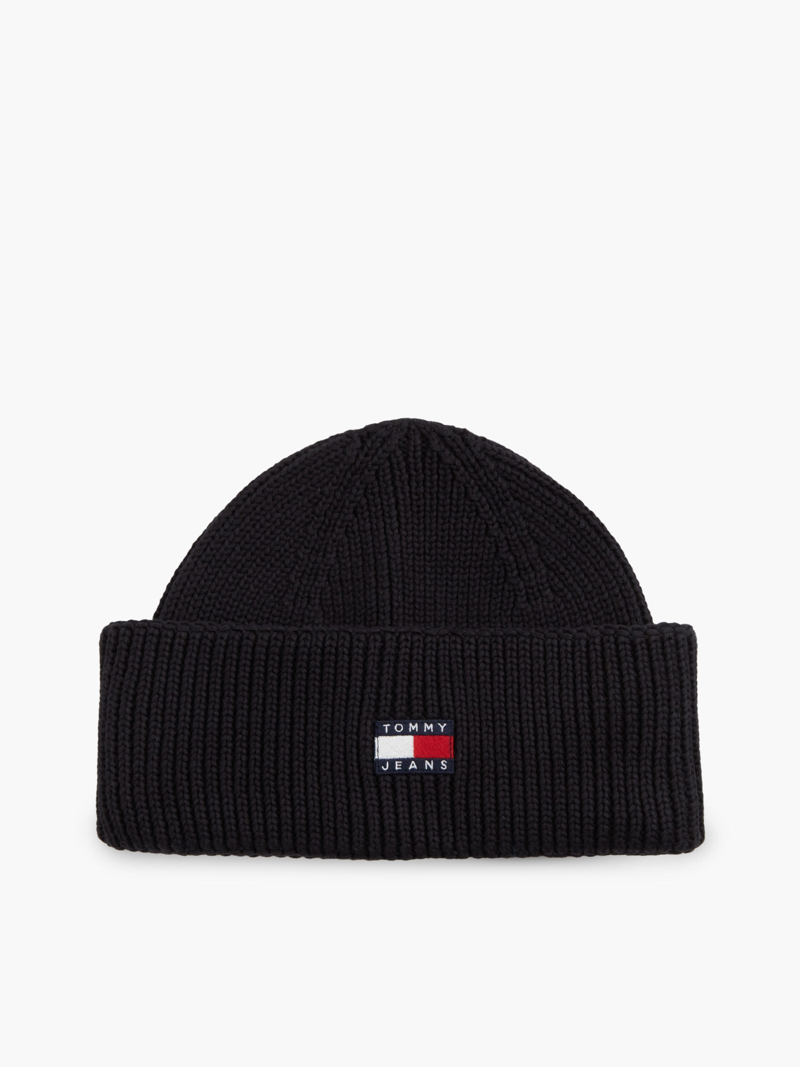 Tommy Jeans Korte beanie met logo in zwart