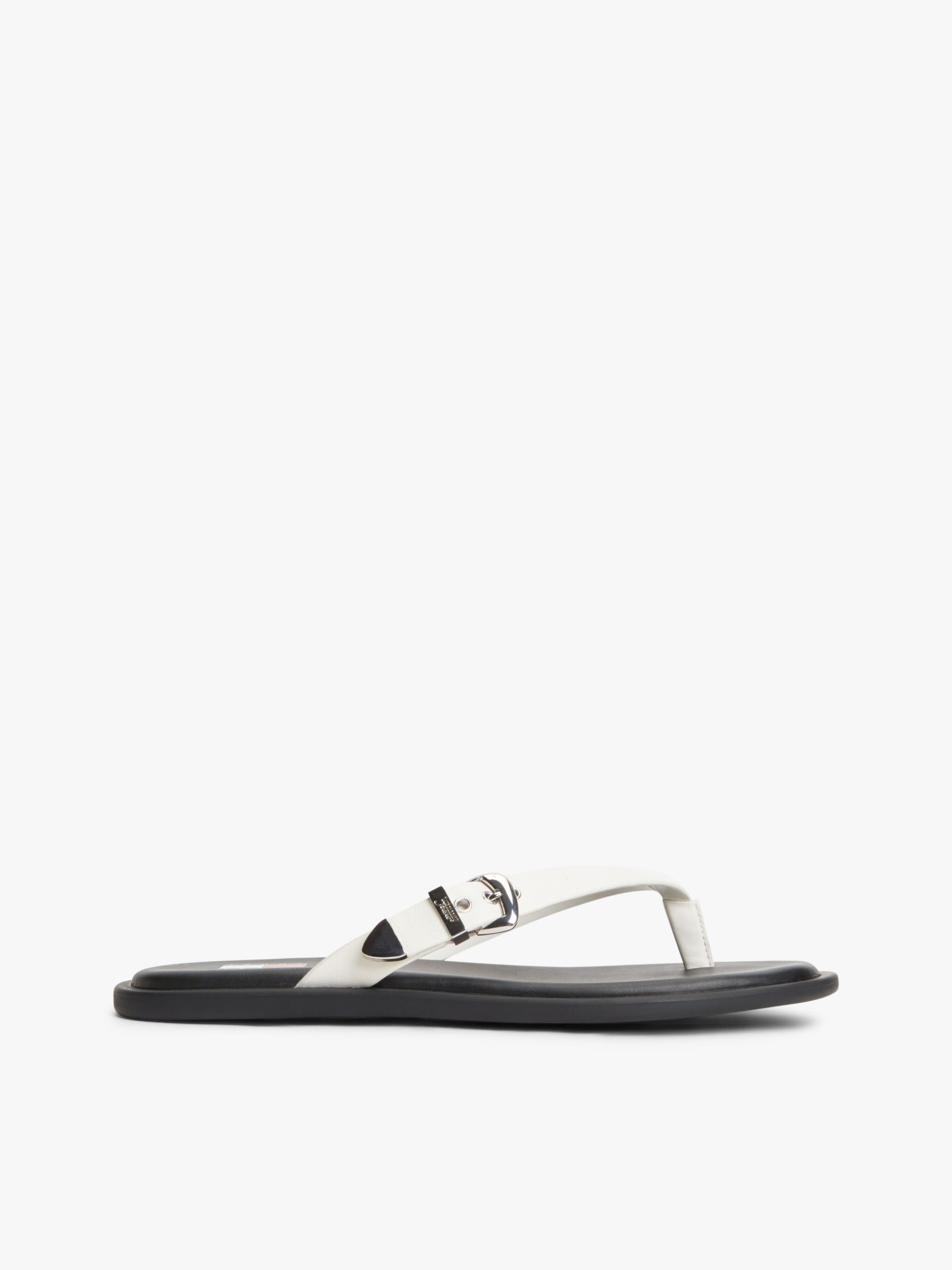 Tommy Jeans leren teenslipper met gesp in wit