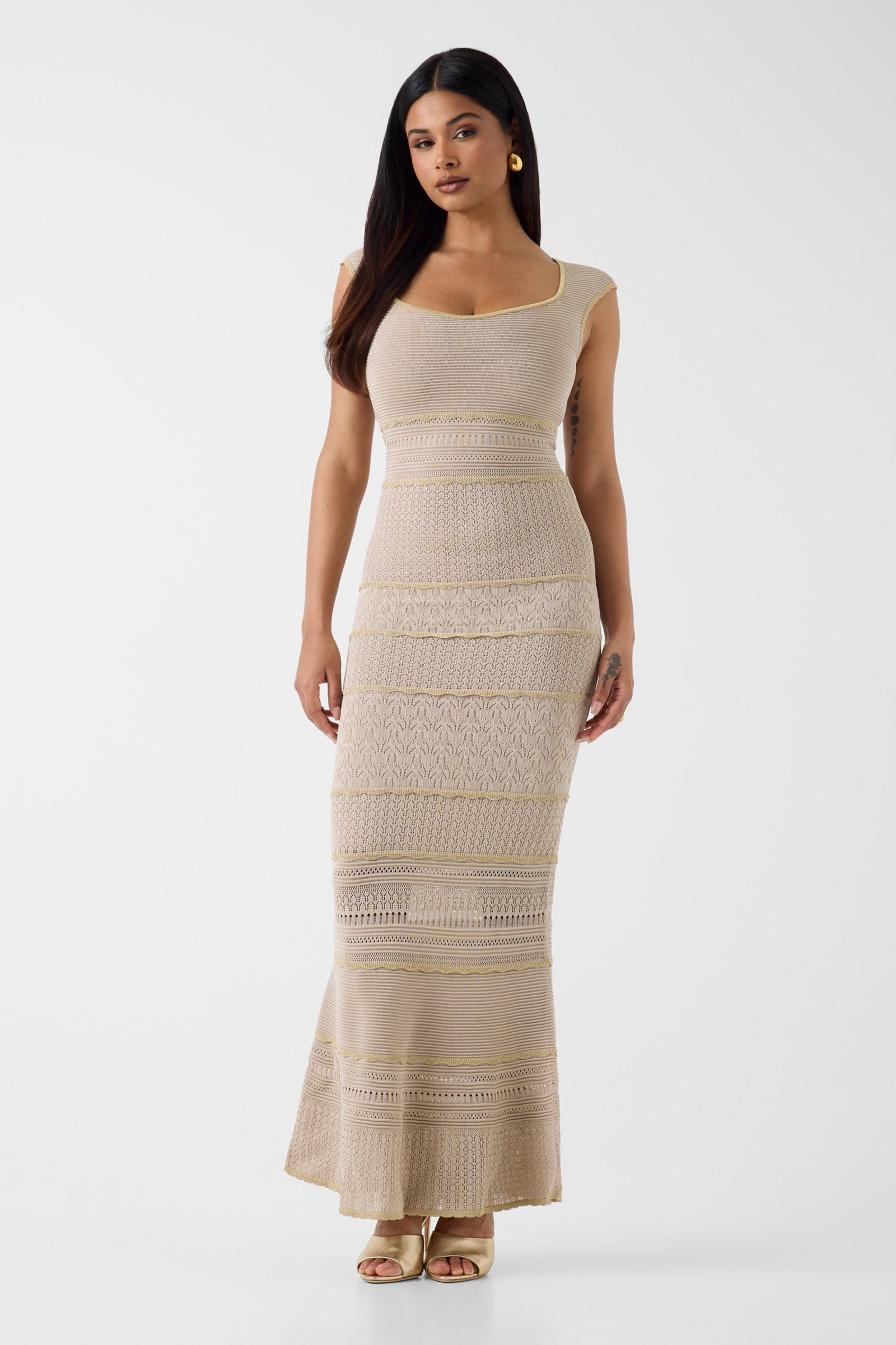 Guess Marciano Maxi Trui Jurk in beige