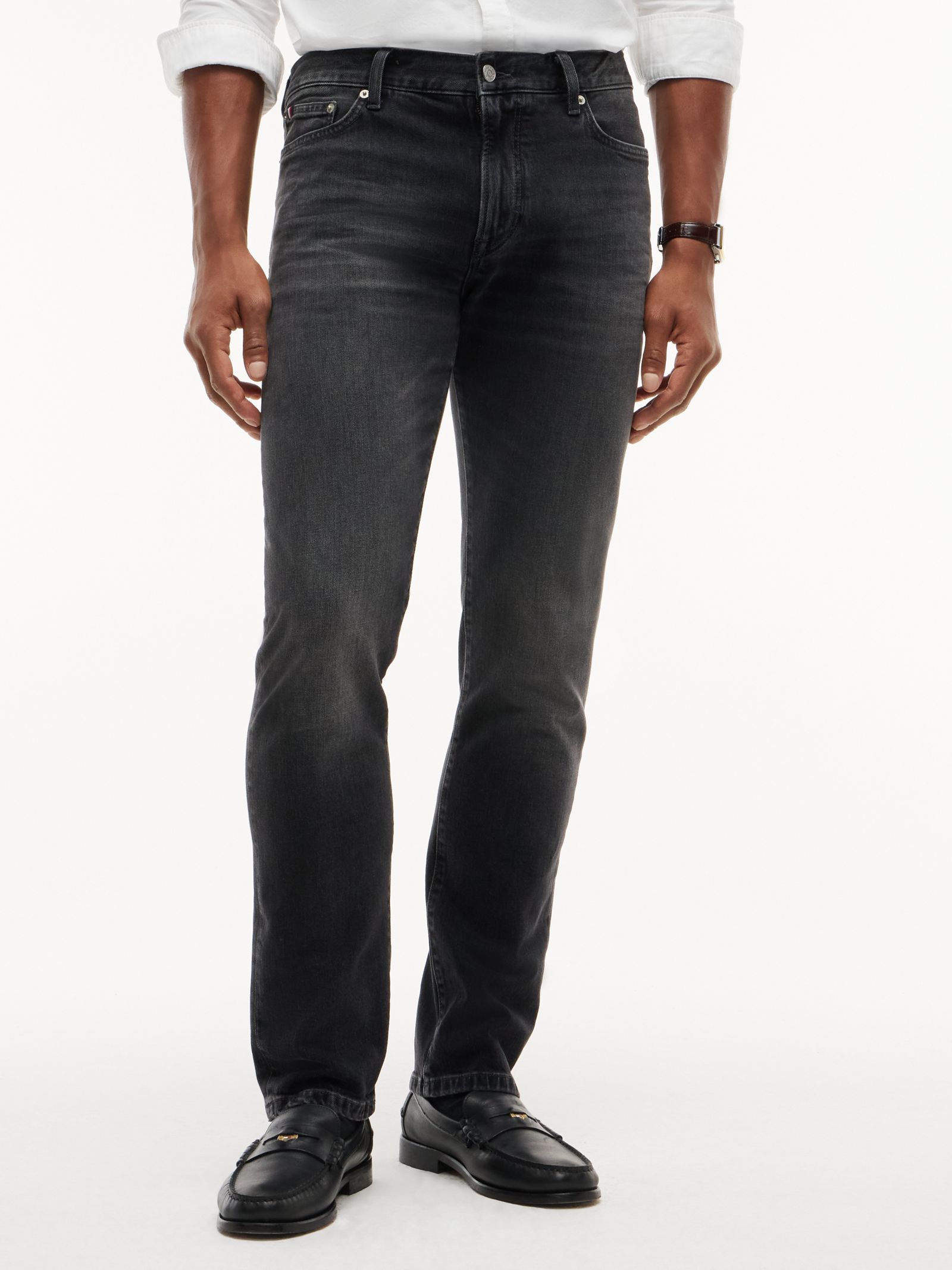 Tommy Hilfiger Denton Slim Straight Jeans met Fading in zwart