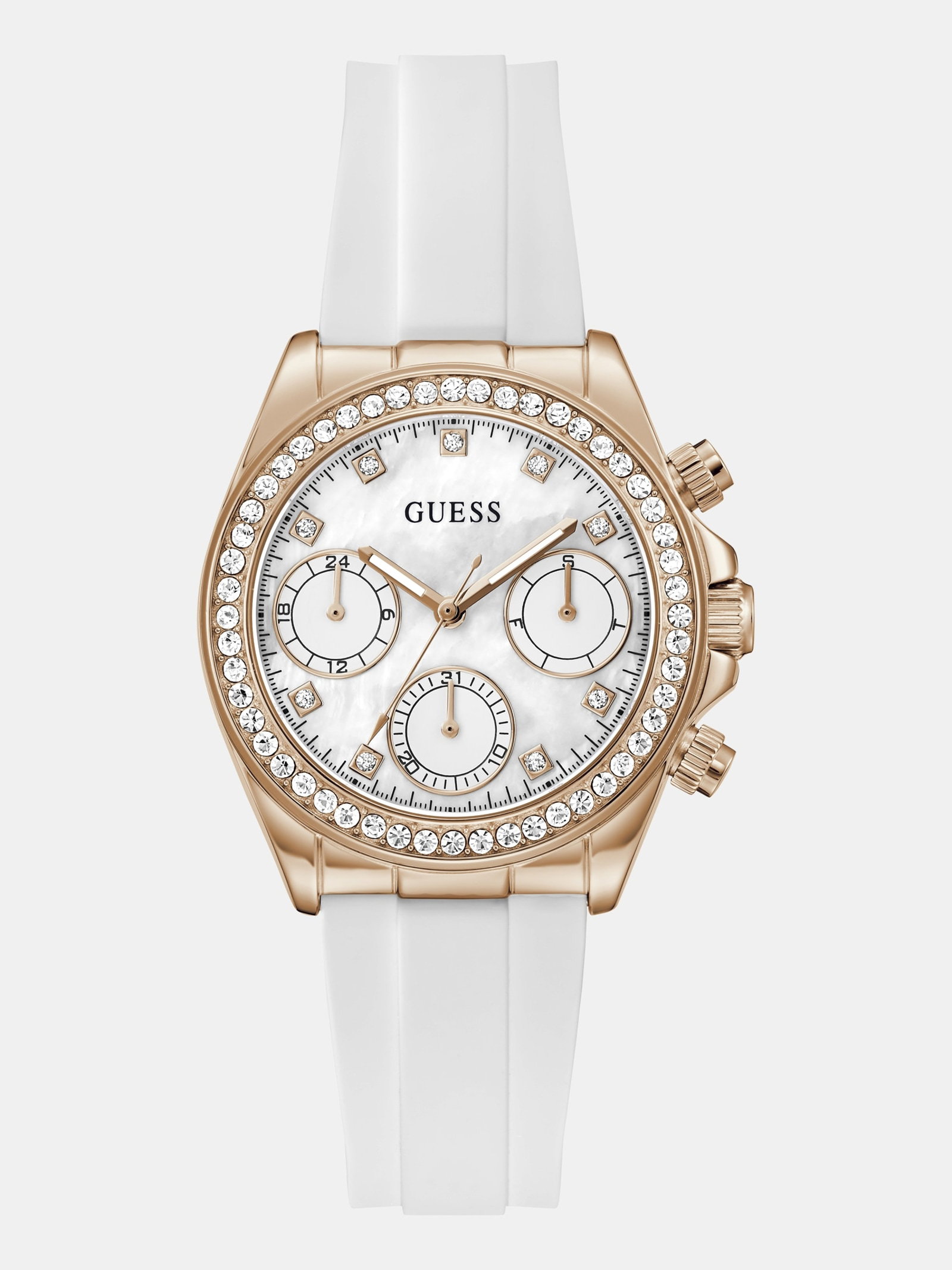 Guess Siliconen Multifunctioneel Horloge 36 Mm in wit