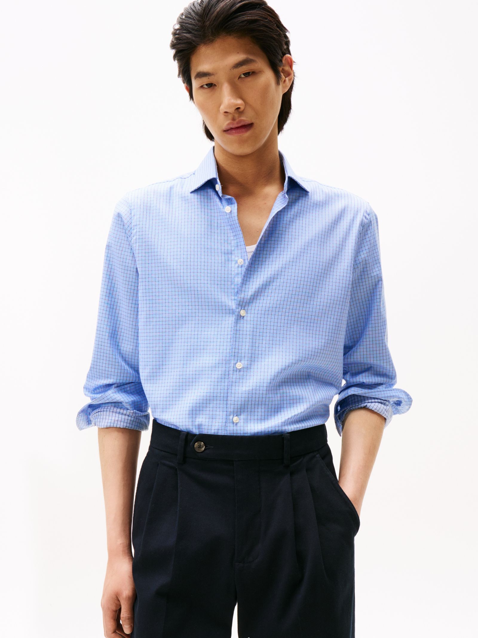 Tommy Hilfiger Smart Casual Slim Fit Dobby Overhemd met Ruit