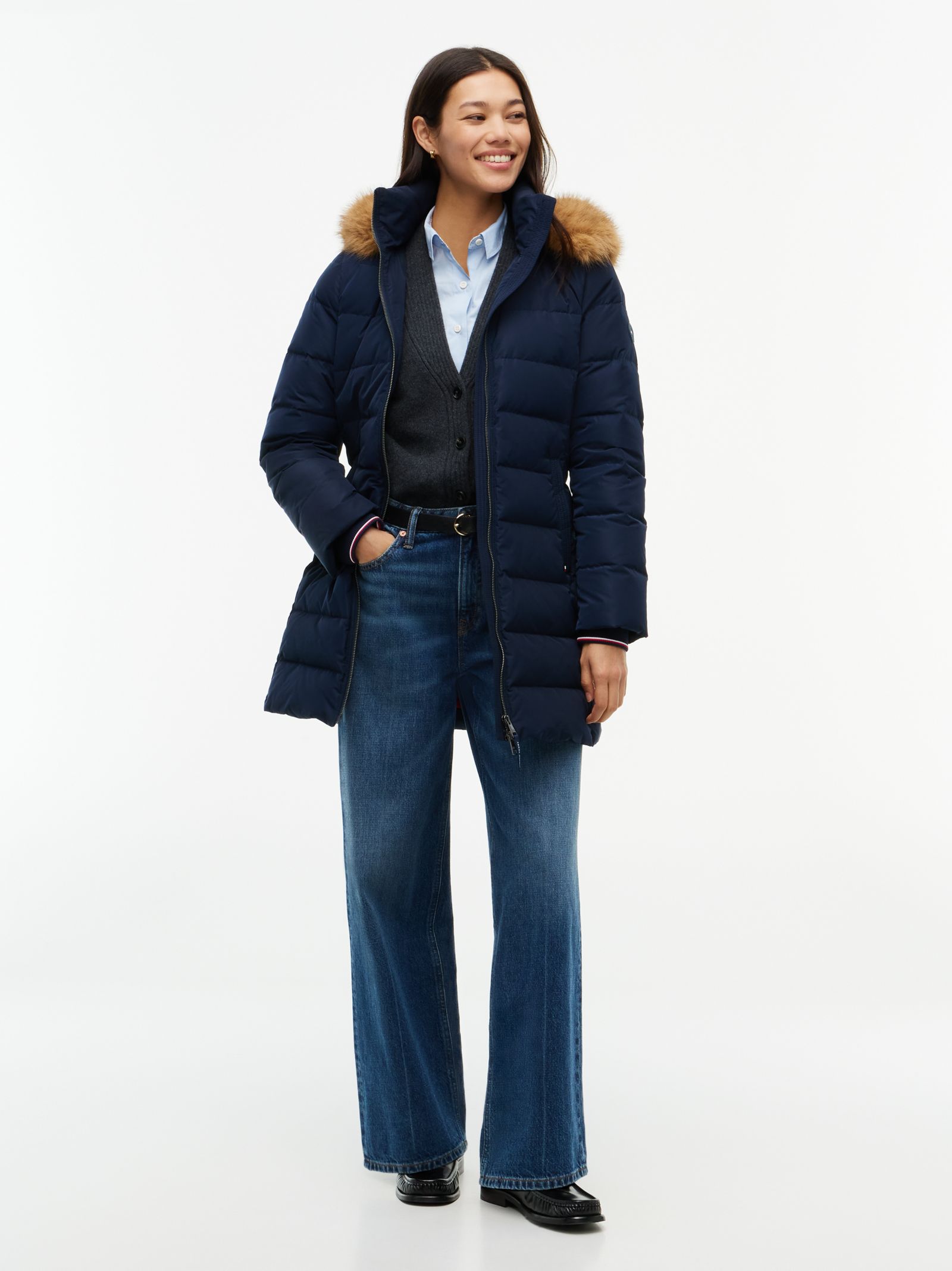 Tommy Hilfiger Waterafstotende donsjas met capuchon in marine