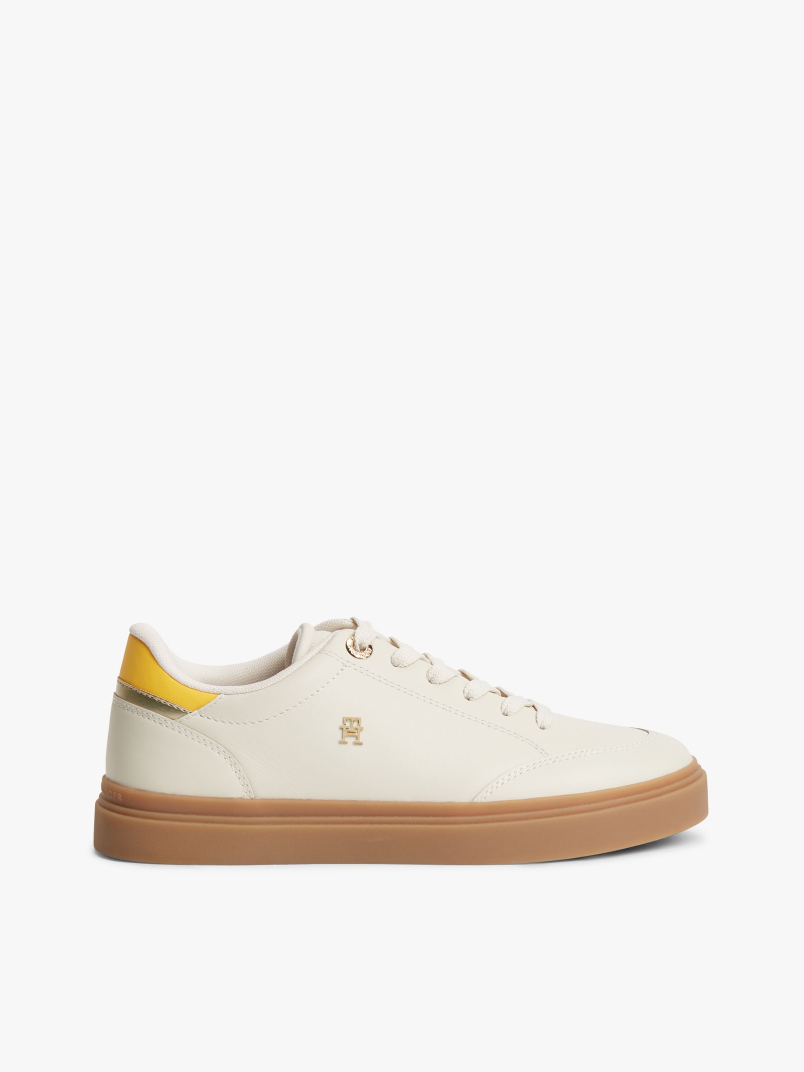 Tommy Hilfiger TH Monogram leren sneaker in beige