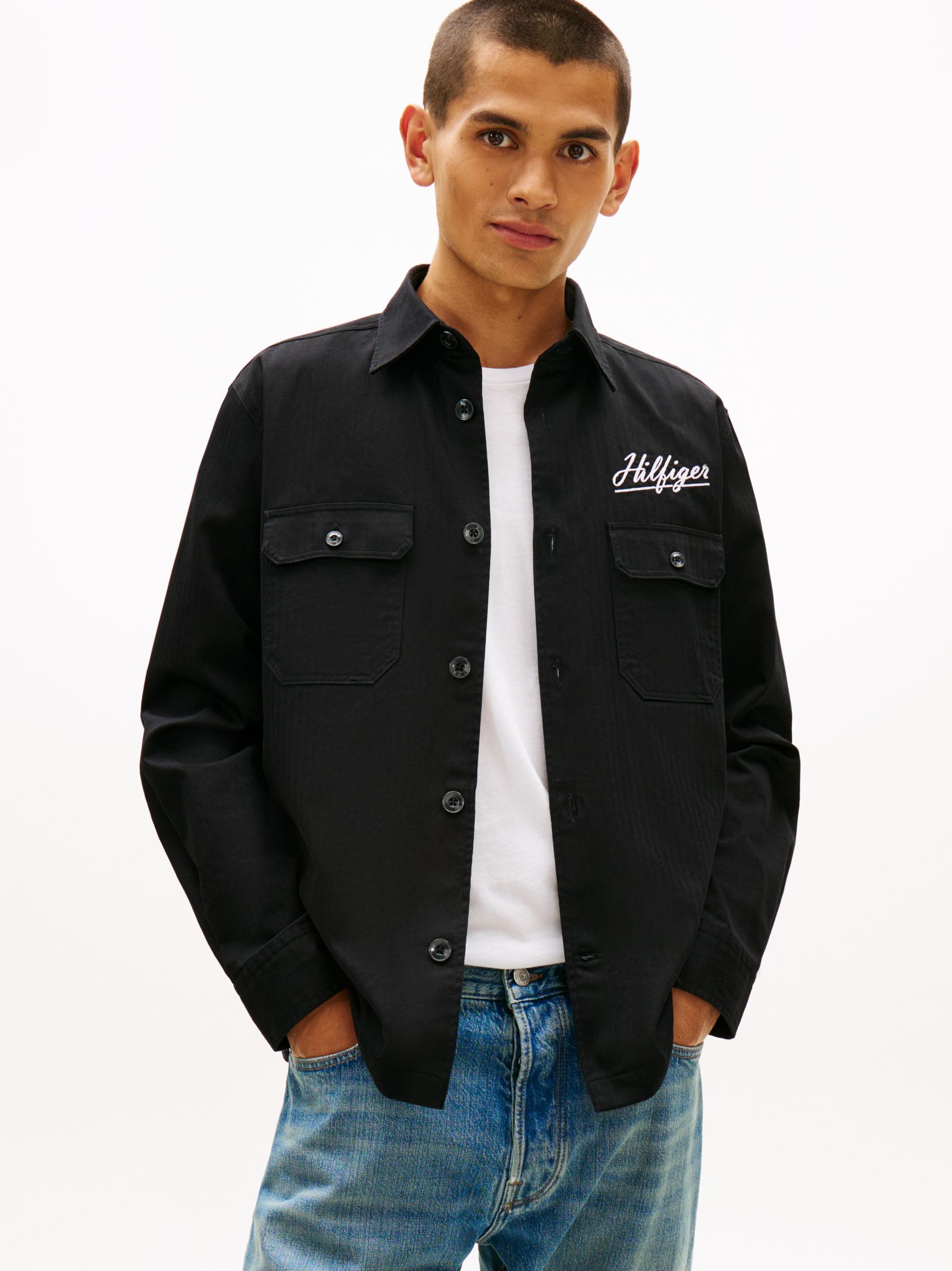 Tommy Hilfiger Relaxed fit overshirt met logo op de rug