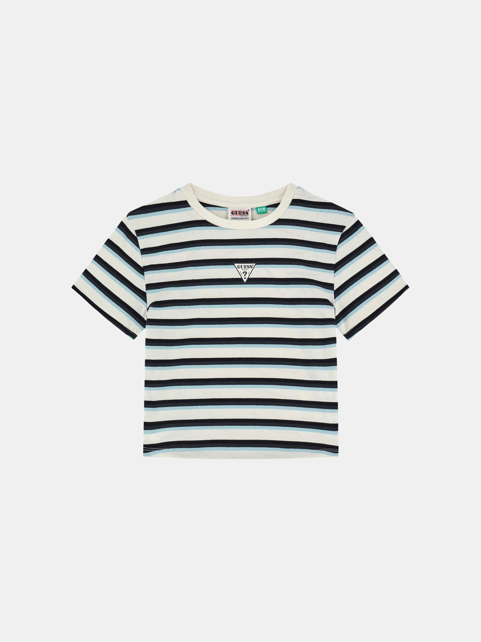 Guess Gestreept Cropped T-Shirt in wit