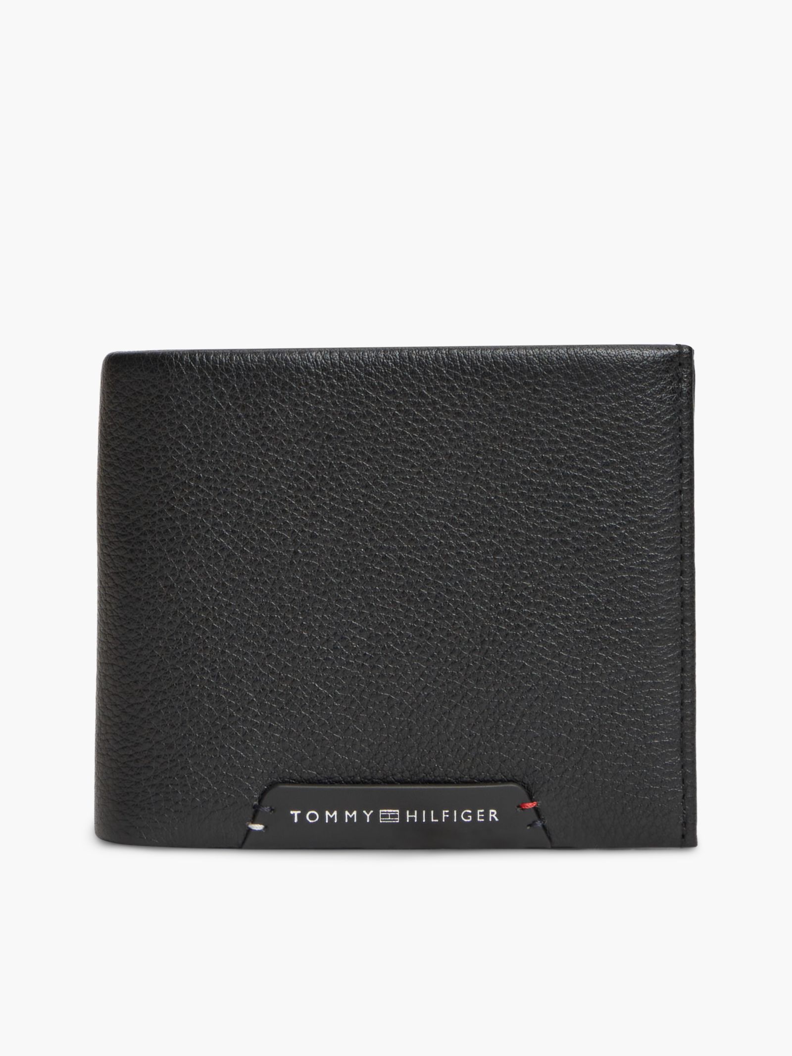 Tommy Hilfiger Corporate leren bifold creditcard en muntportemonnee in zwart