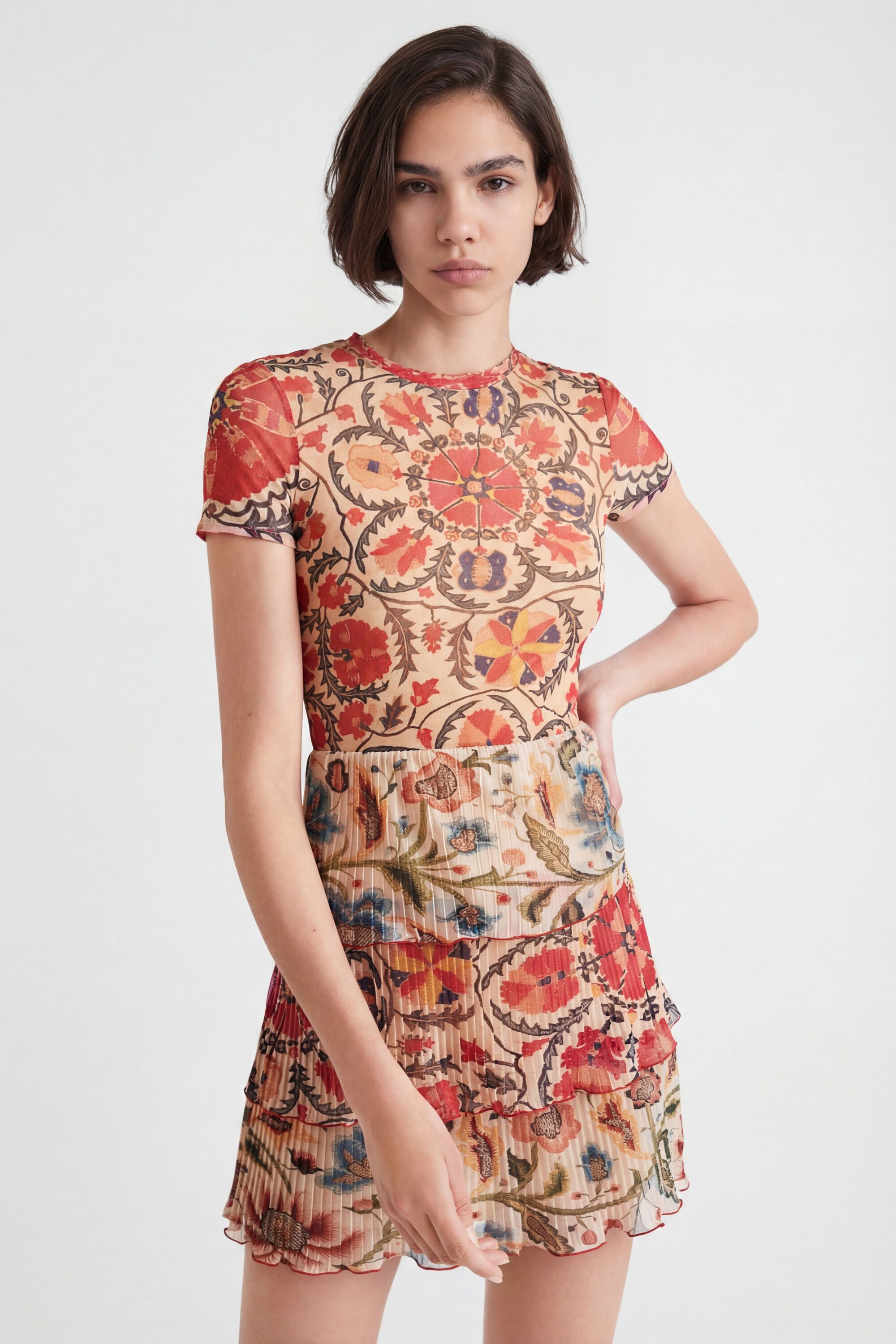 Desigual Gelaagde jurk met bloemen