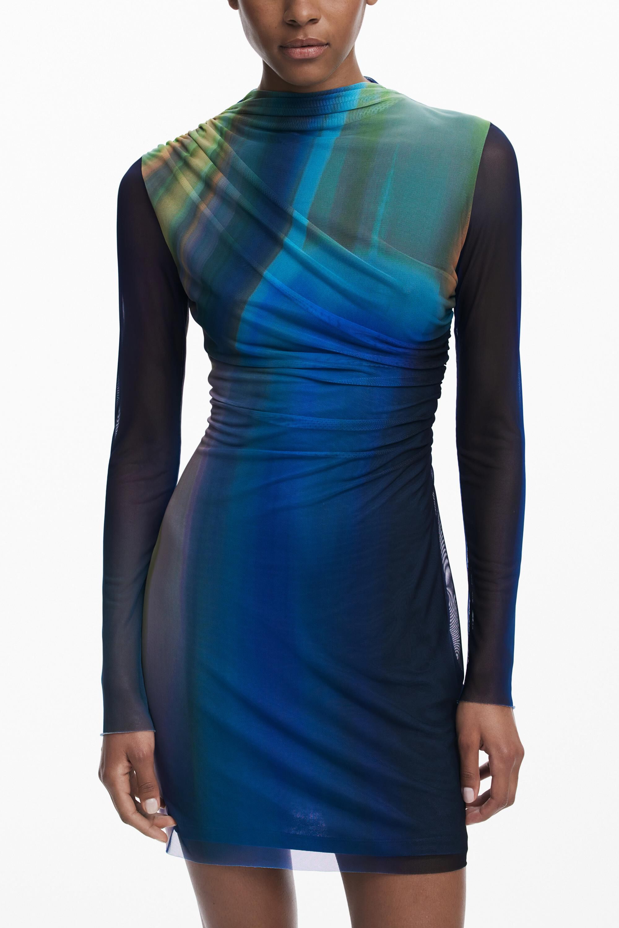 Desigual Verflaaid tule jurk in blauw