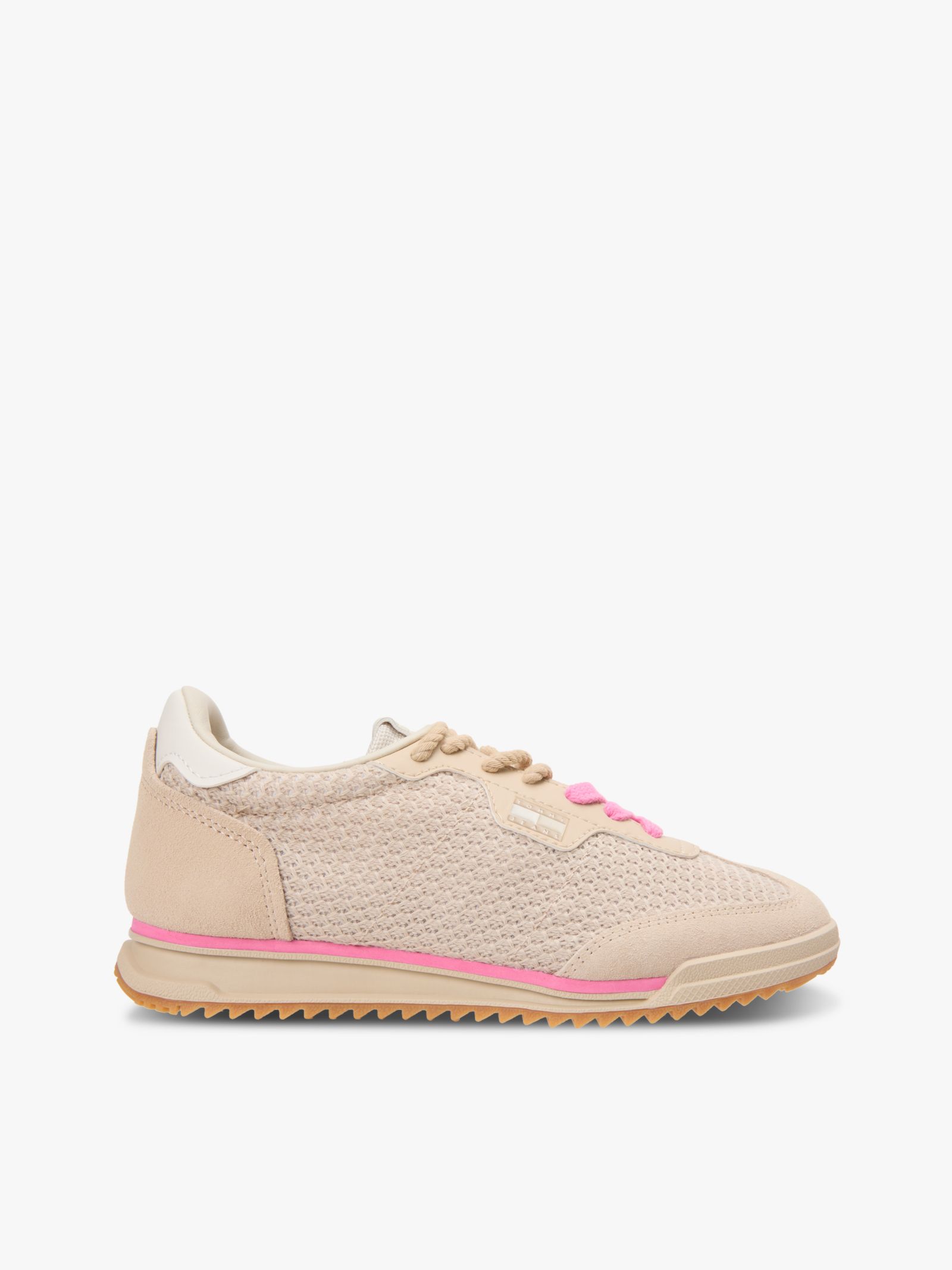 Tommy Jeans Lage gebreide sneaker met gemengde texturen in beige