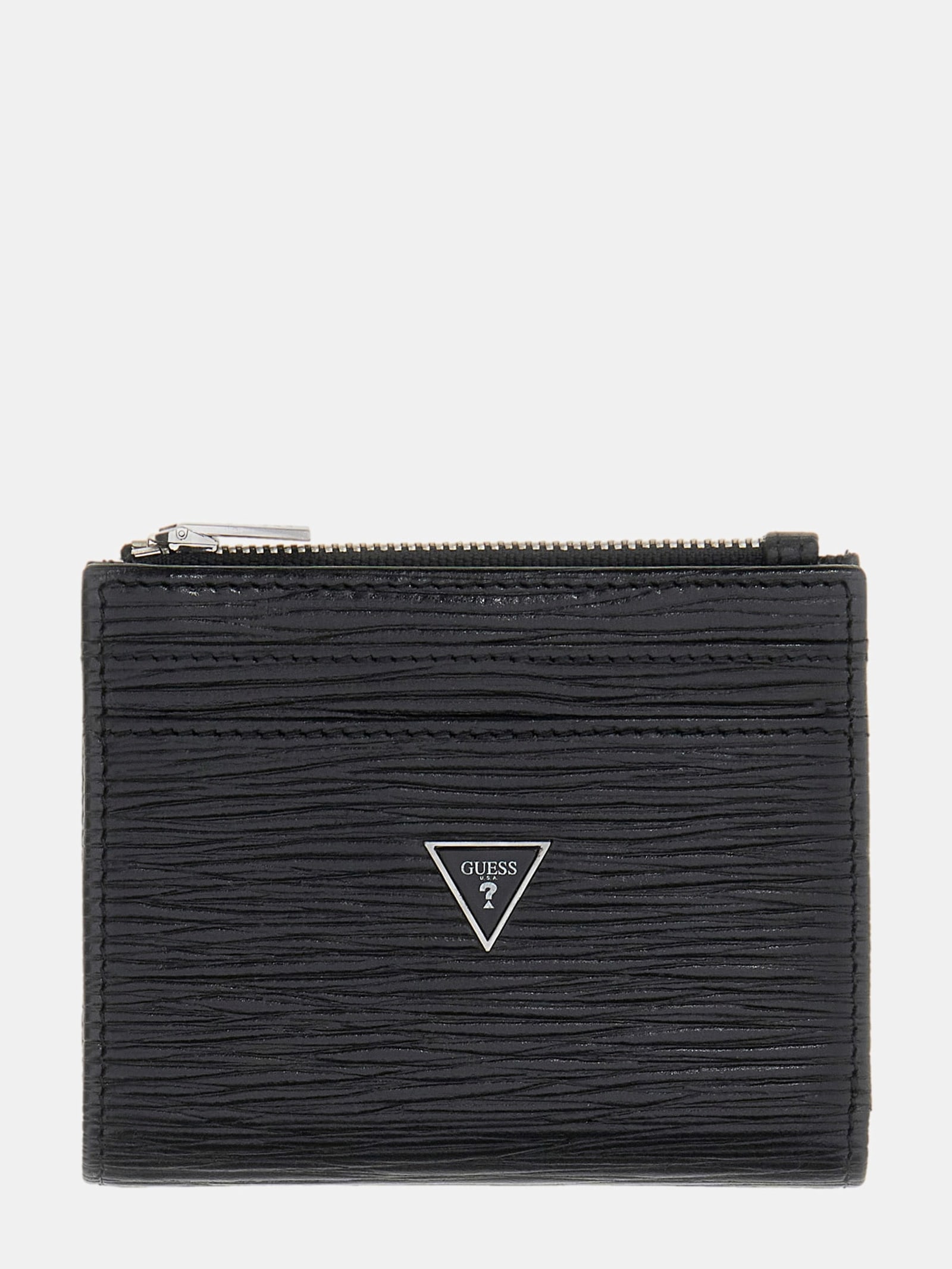 Guess Milano Portemonnee Van Echt Leer Met Logo in zwart