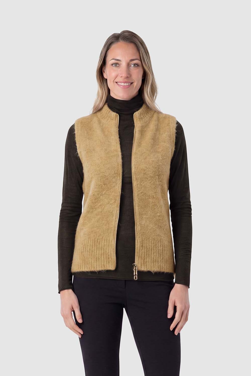 Bloomings Gilet Mock Neck Camel dames